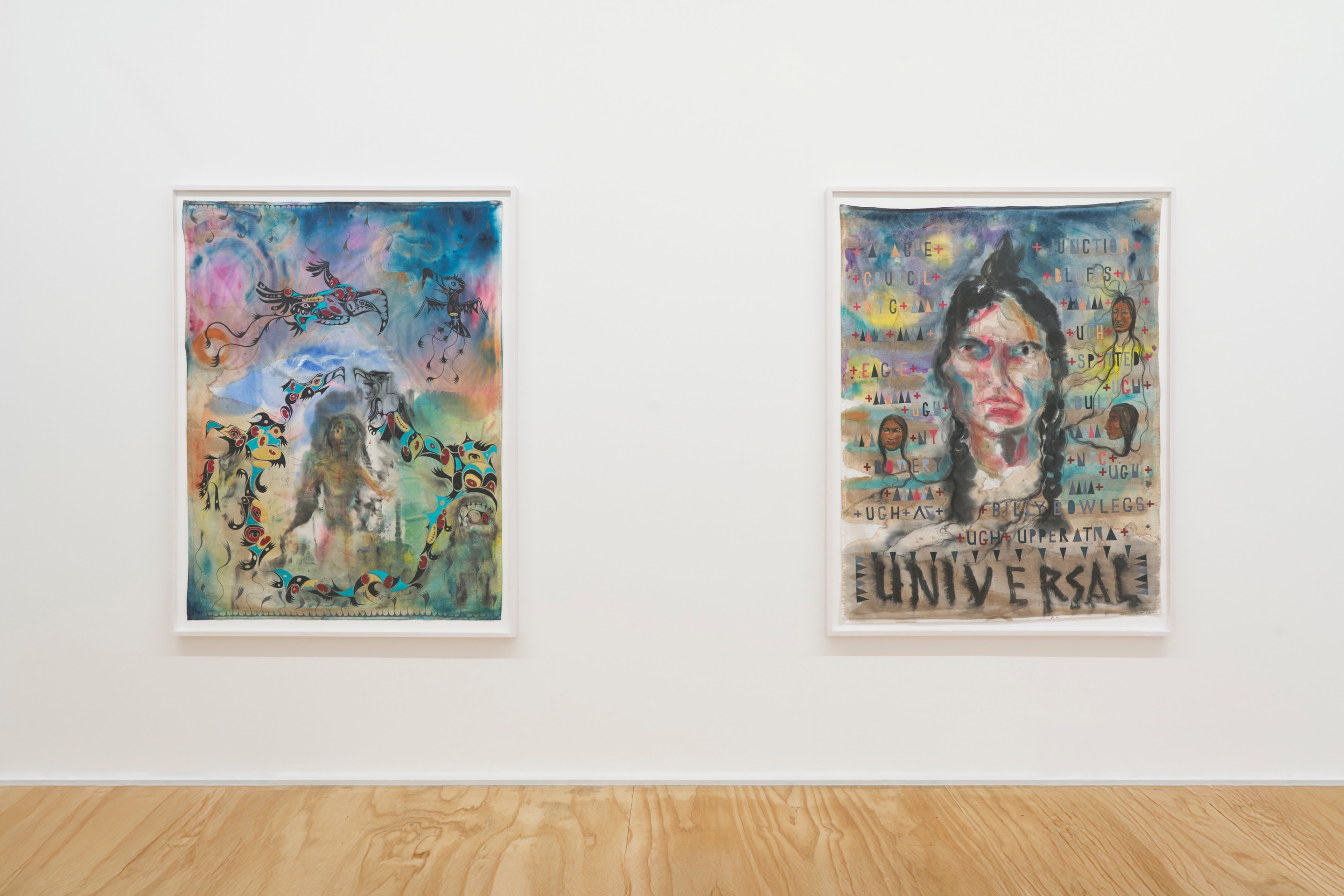 Installation view of Brad Kahlhamer&rsquo;s exhibition &ldquo;Bowery Nation: Birds Are Talking,&rdquo; Venus Over Manhattan, New York, 2025.