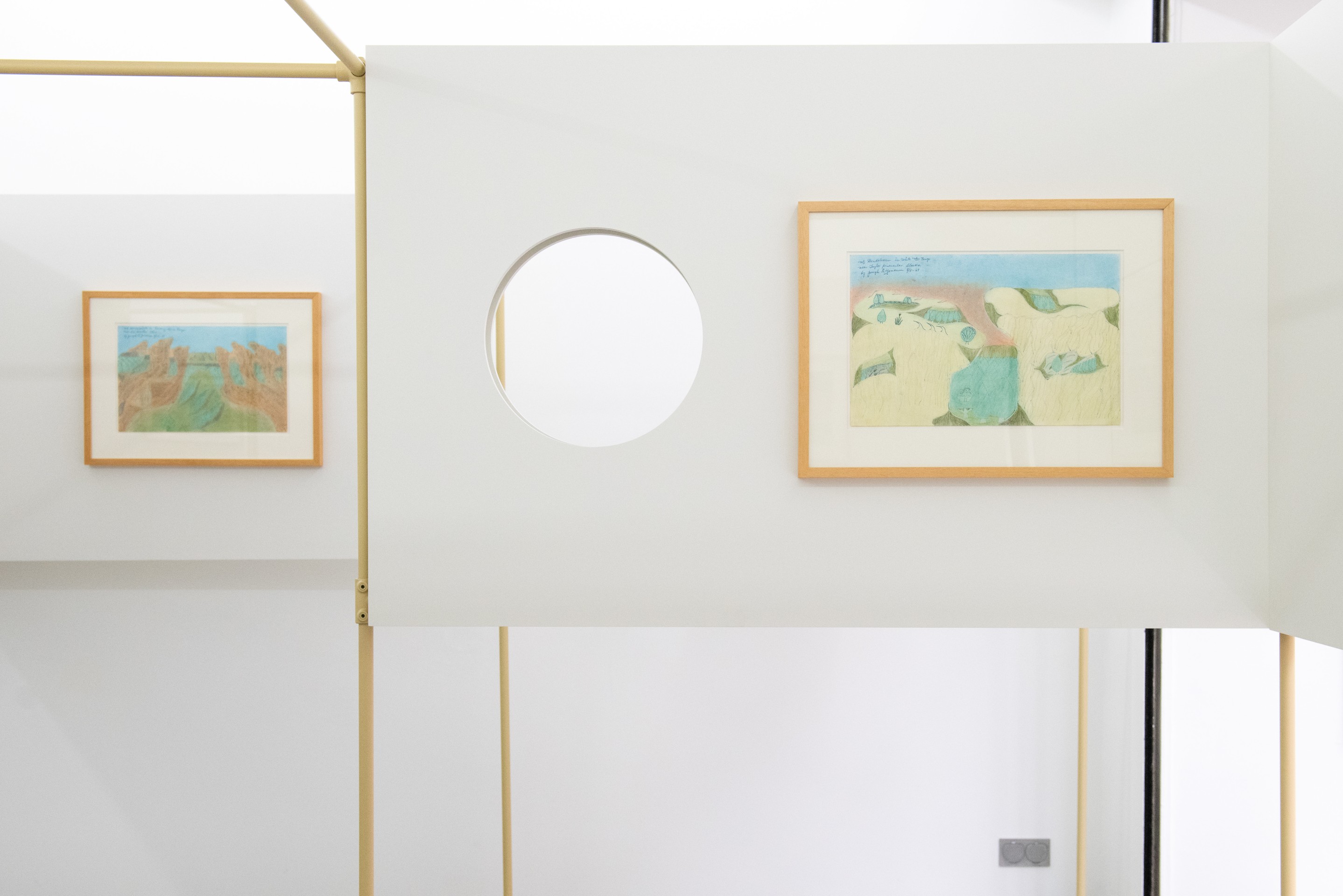 Installation view of Inscape: In the Depths of Joseph E. Yoakum's Landscapes.