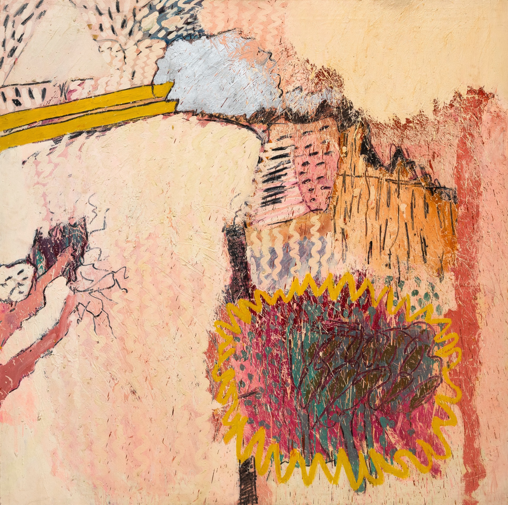 Susan Fortgang Painting with White & Pink, 1967