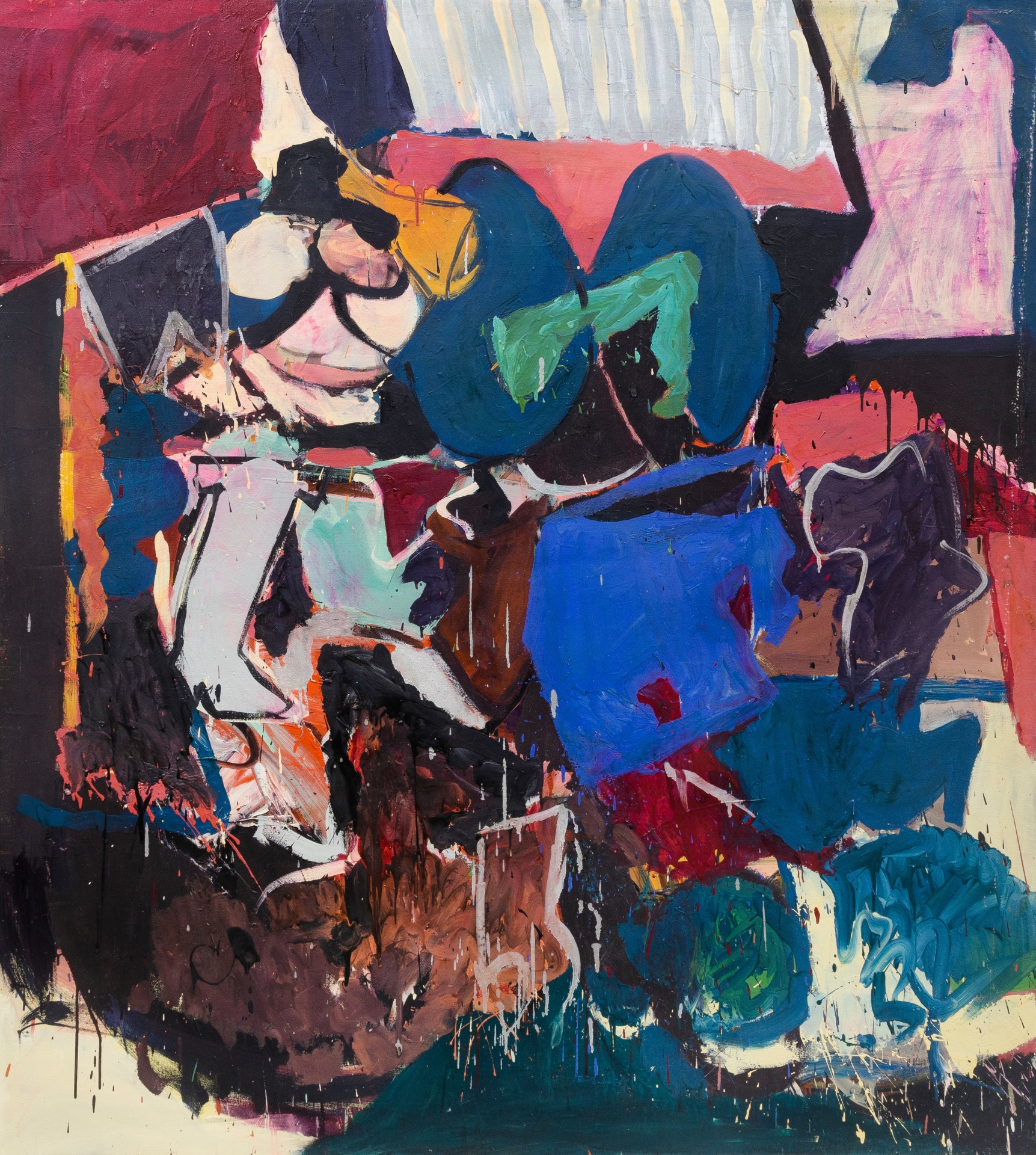 Susan Fortgang, Interior with Blue & Green, 1966