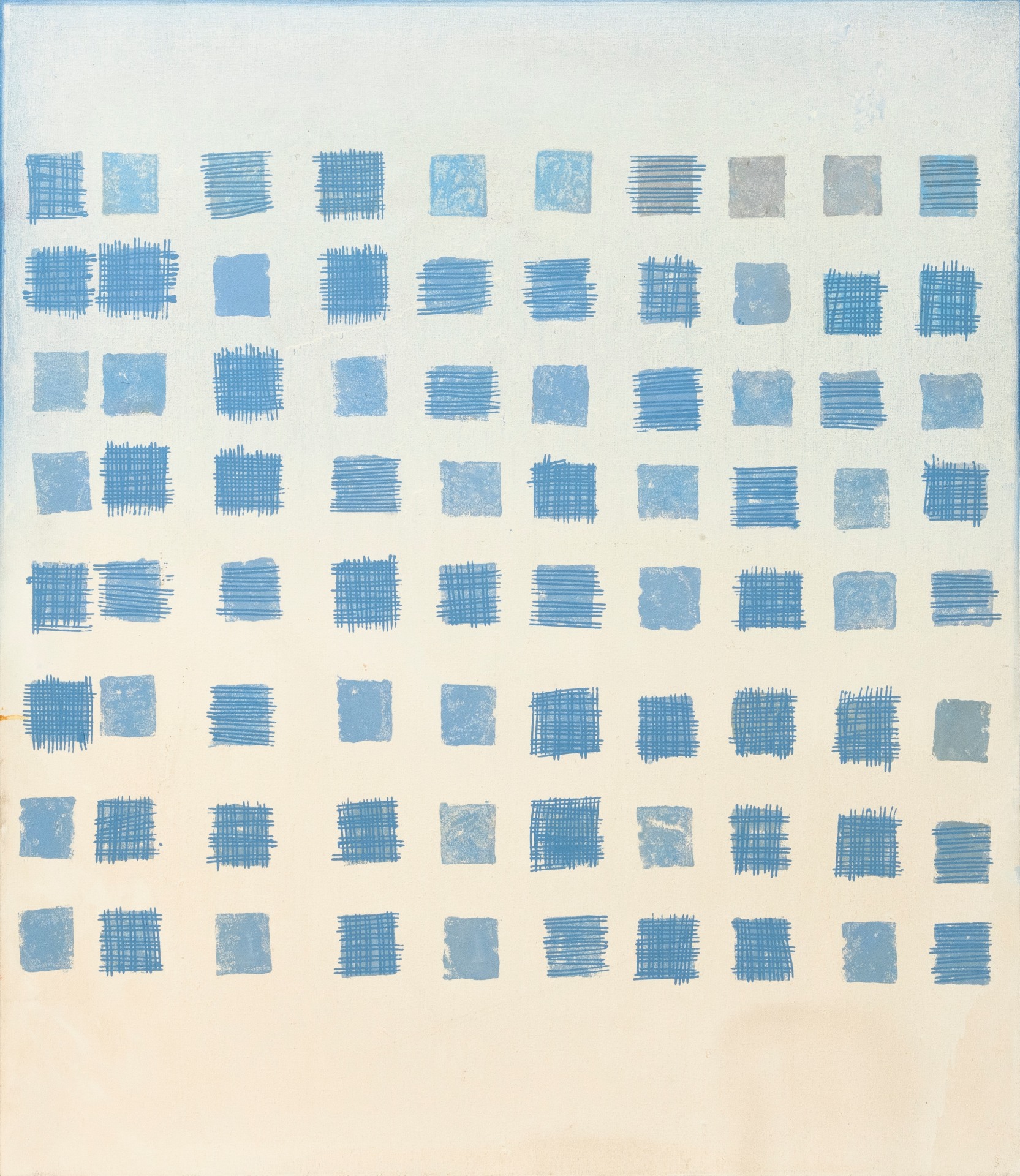 Viola Frey, Untitled (Light Blue Squares on a White Background), 1972