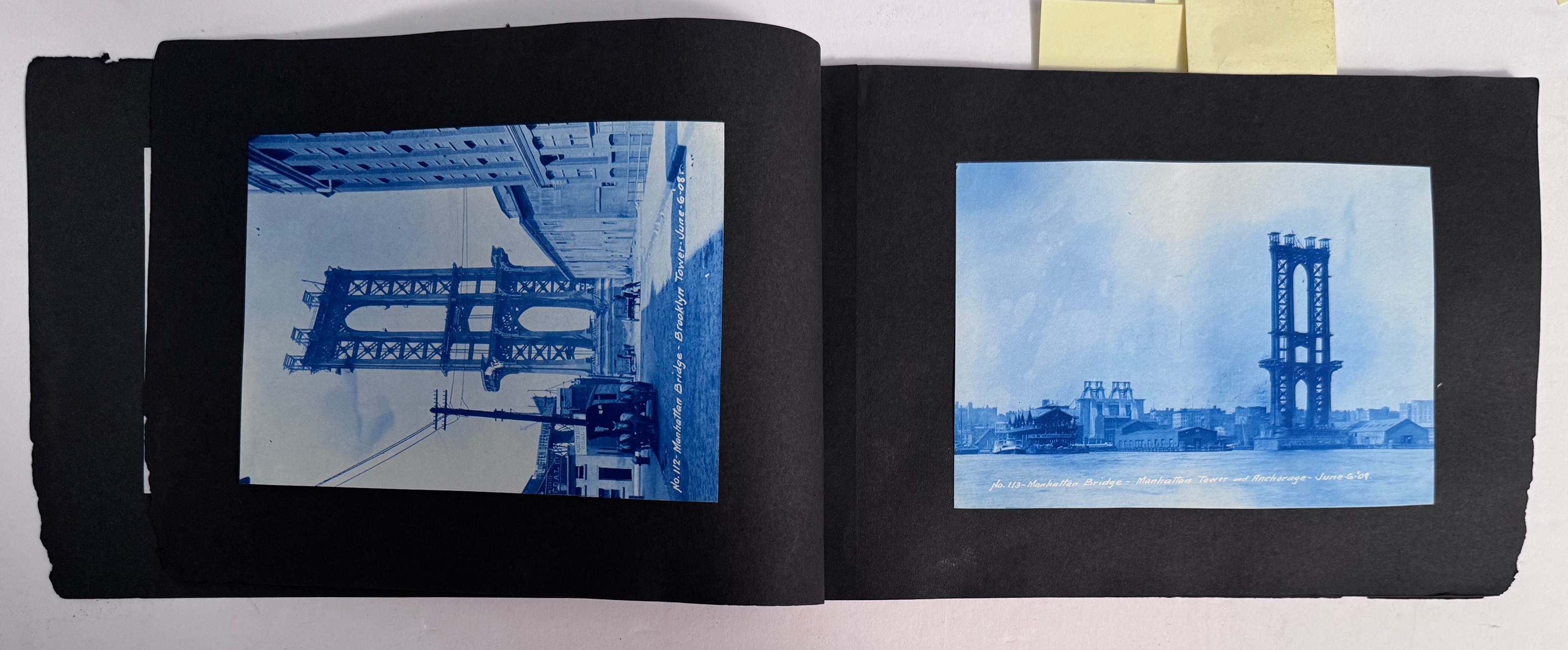 MANHATTAN BRIDGE CYANOTYPE ALBUM W.R. BASCOME, CIVIL ENGINEER 1908