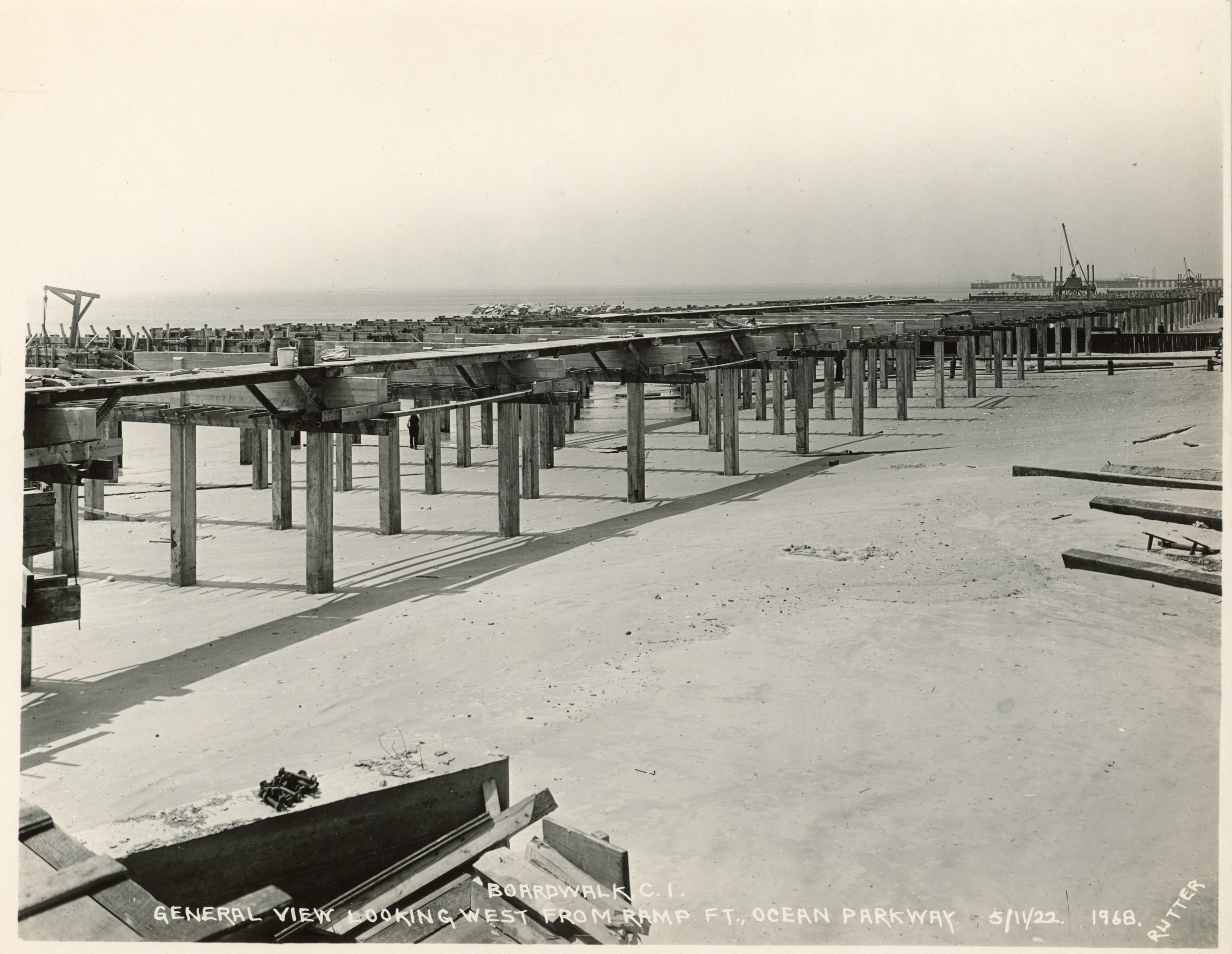EDWARD RUTTER PHOTOS OF CONSTRUCTION OF CONEY ISLAND BOARDWALK 1921-1922