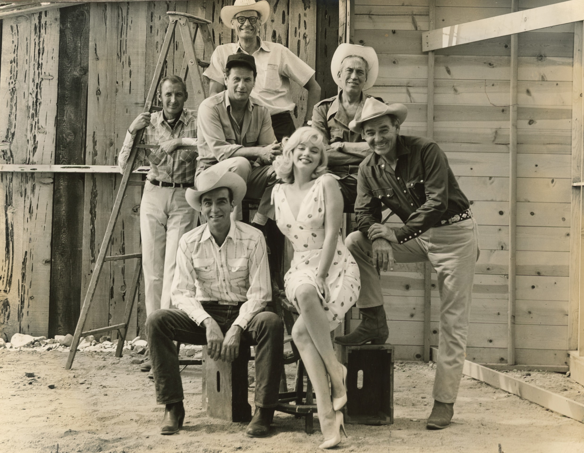 12. Elliott Erwitt (American, 1928 &ndash; 2023),&nbsp;Marilyn Monroe and the cast of &ldquo;The Misfits&rdquo;, Reno, Nevada, 1961, Vintage Gelatin Silver Print, 10.75&rdquo; x 13.25&rdquo;