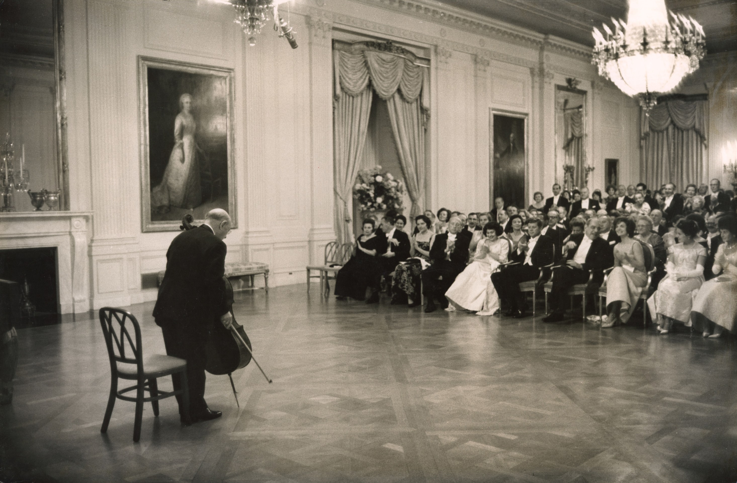 23. Cecil W. Stoughton (American, 1920-2008),&nbsp;Cellist Pablo Casals at the Kennedy White House, 1961, Vintage Gelatin Silver Print, 12.75&rdquo; x 19.25&rdquo;