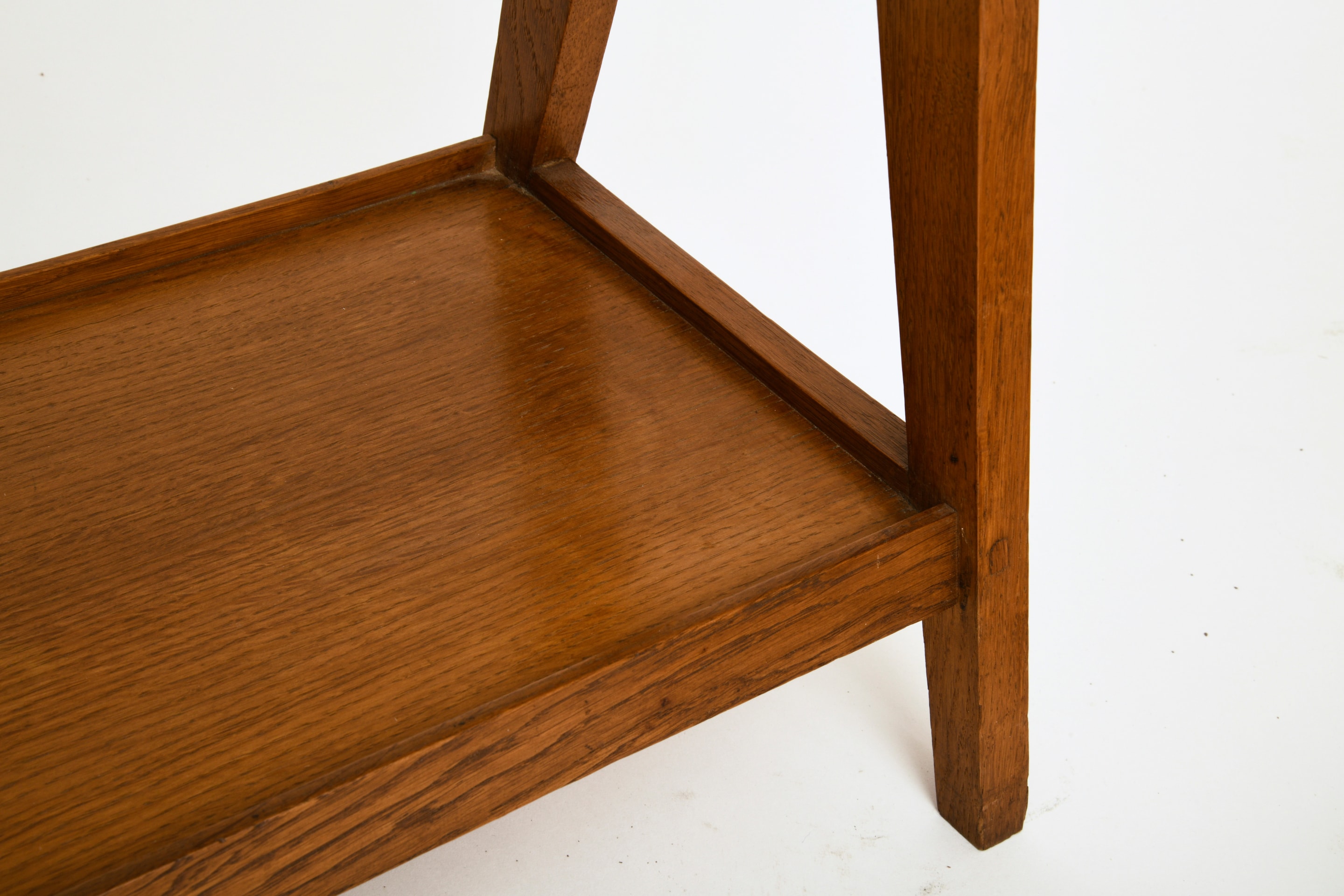 Unknown artist's pair of racks, detailed view of shelf on bottom