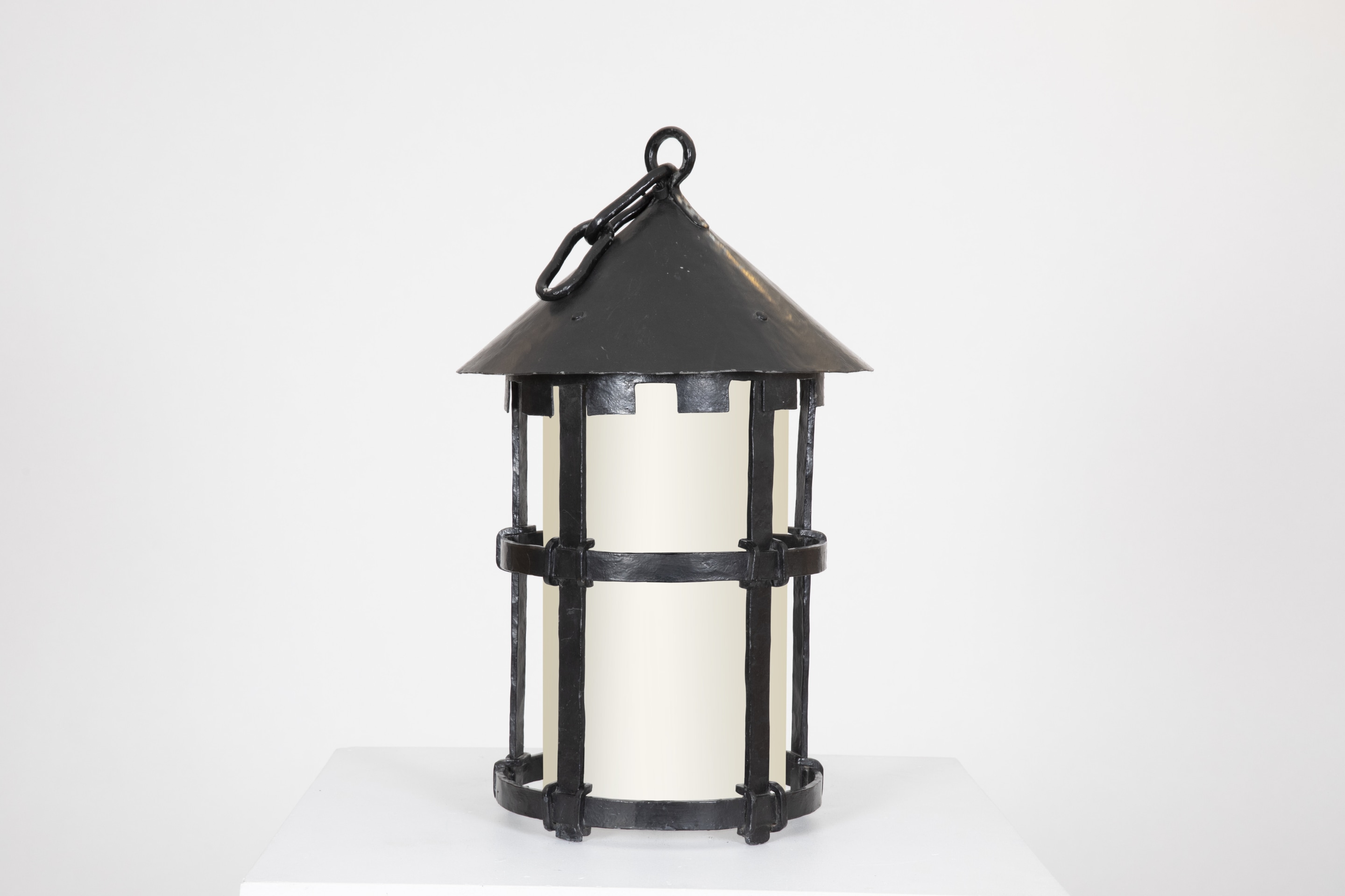 Front view of Marolles lantern with shade.&nbsp;