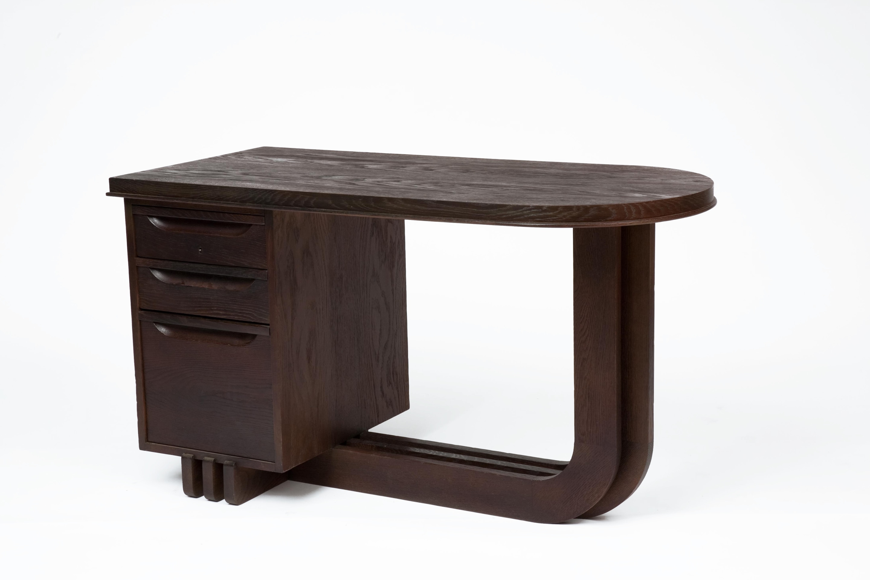 Francisque Chaleyssin's wooden desk diagonal view from above