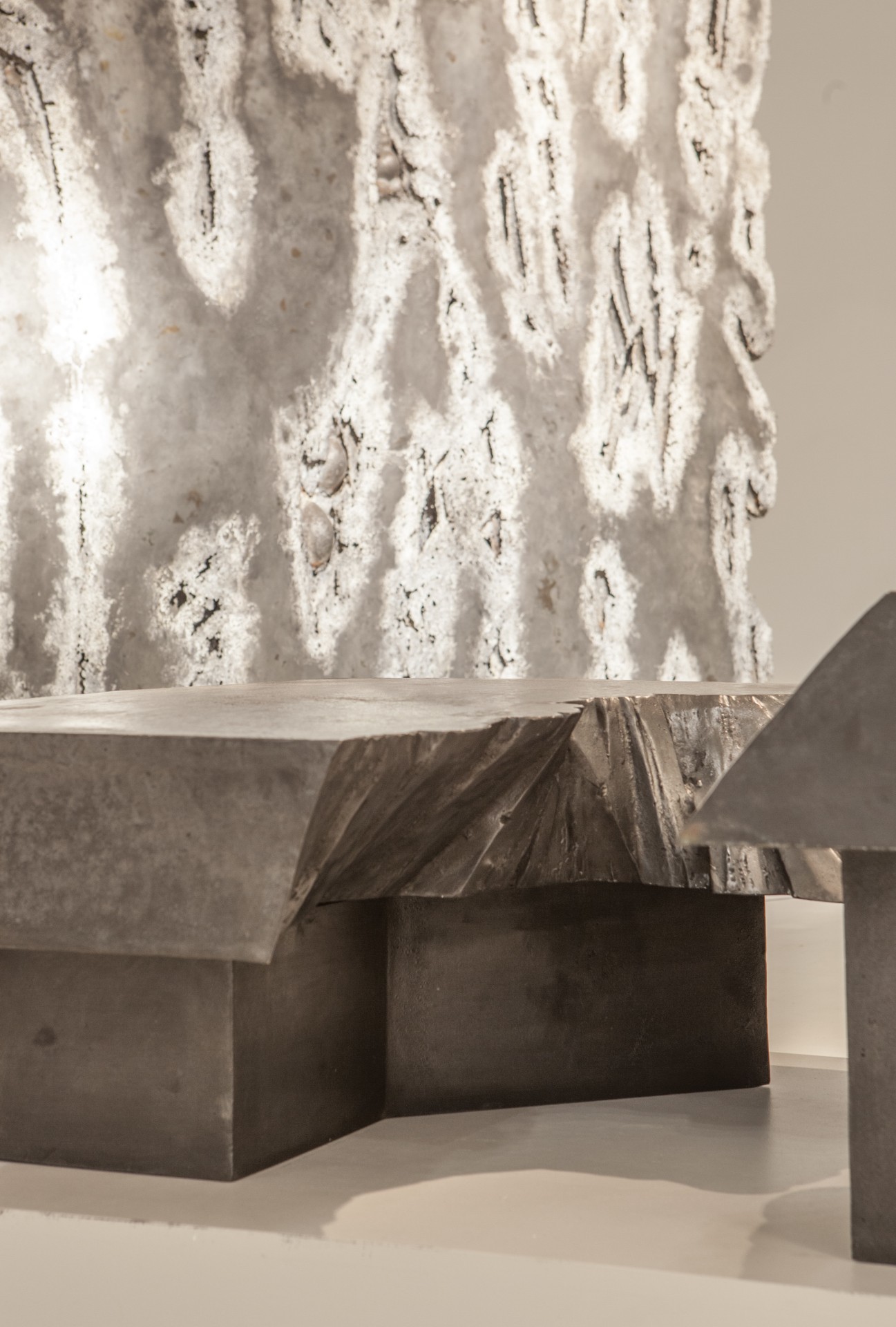 Pierre Sabatier exhibition installation view: showing a detailed view of &quot;San Andreas&quot; coffee table