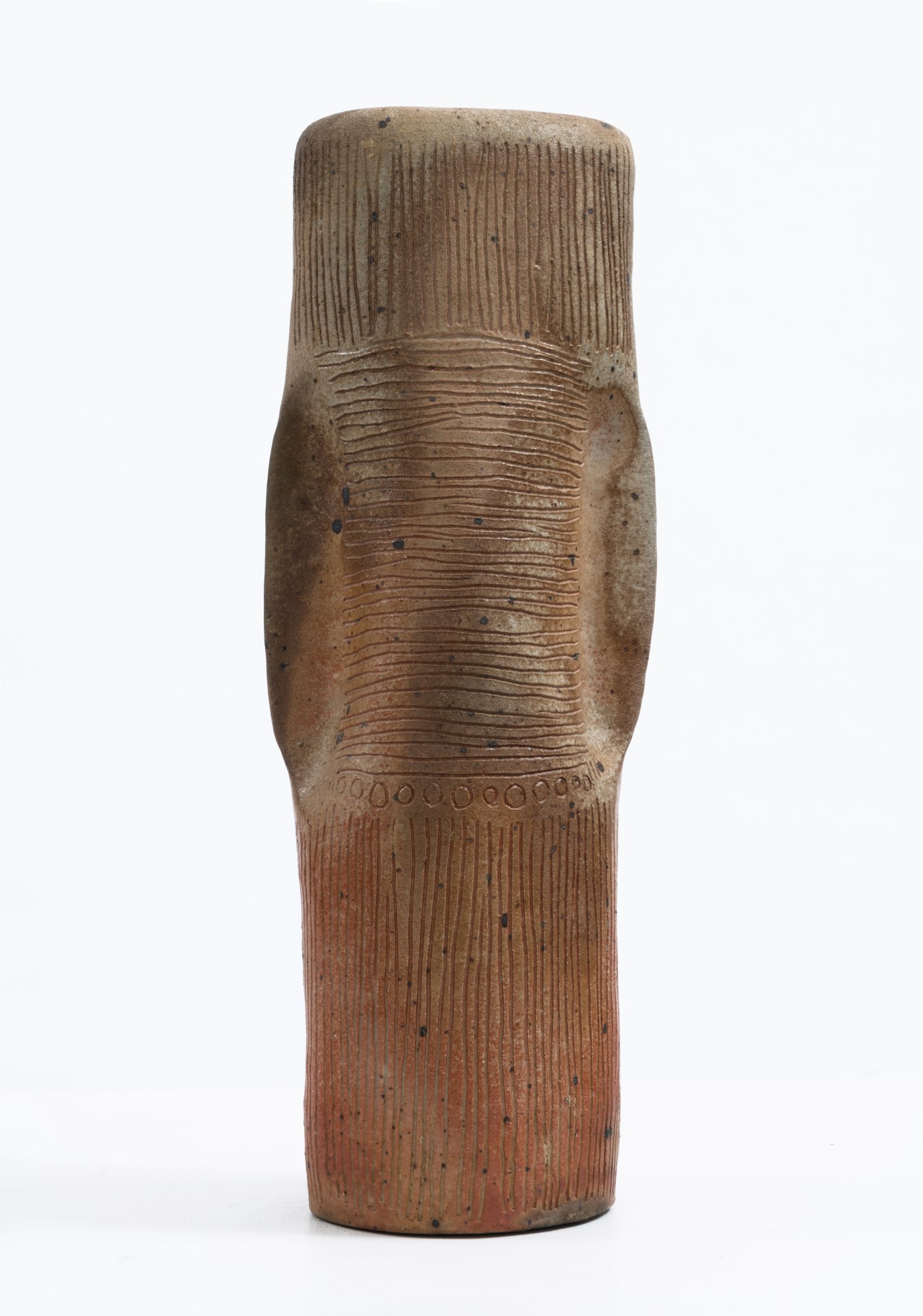 Yves Mohy's large ceramic vase, full front view