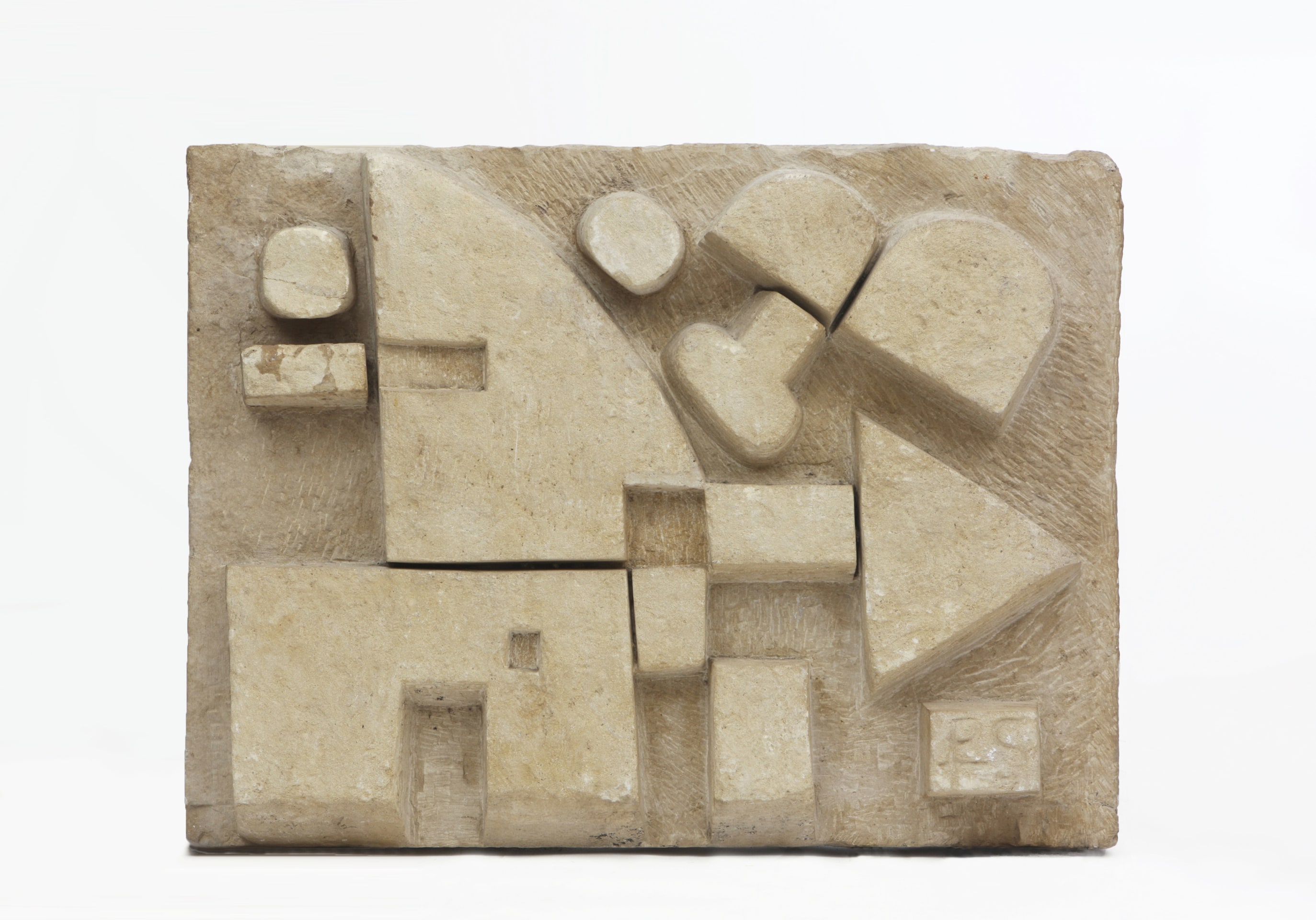 Pierre Székely's &quot;Le Chasseur&quot; limestone relief, full straight view