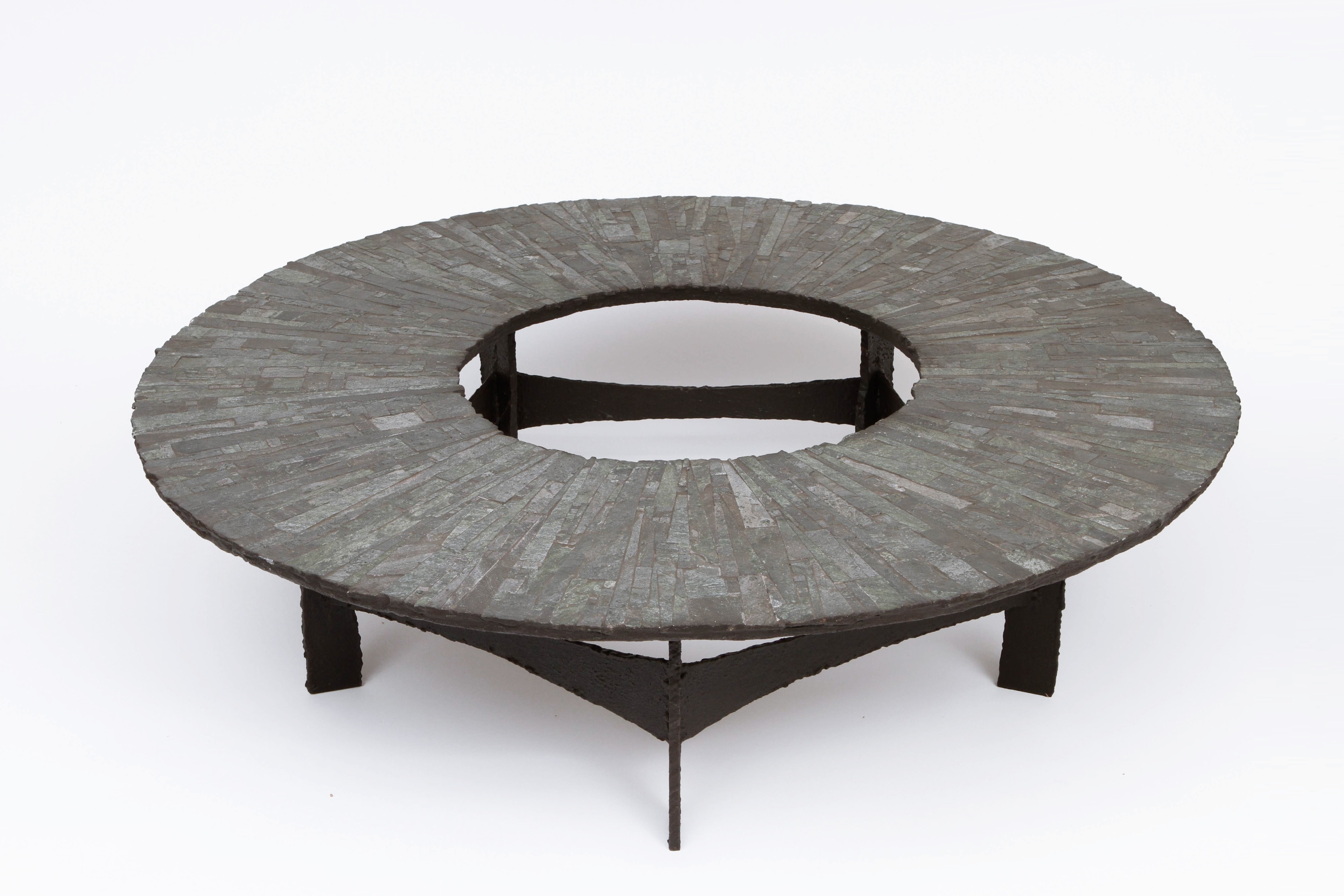 Pia Manu's circular coffee table full view from above