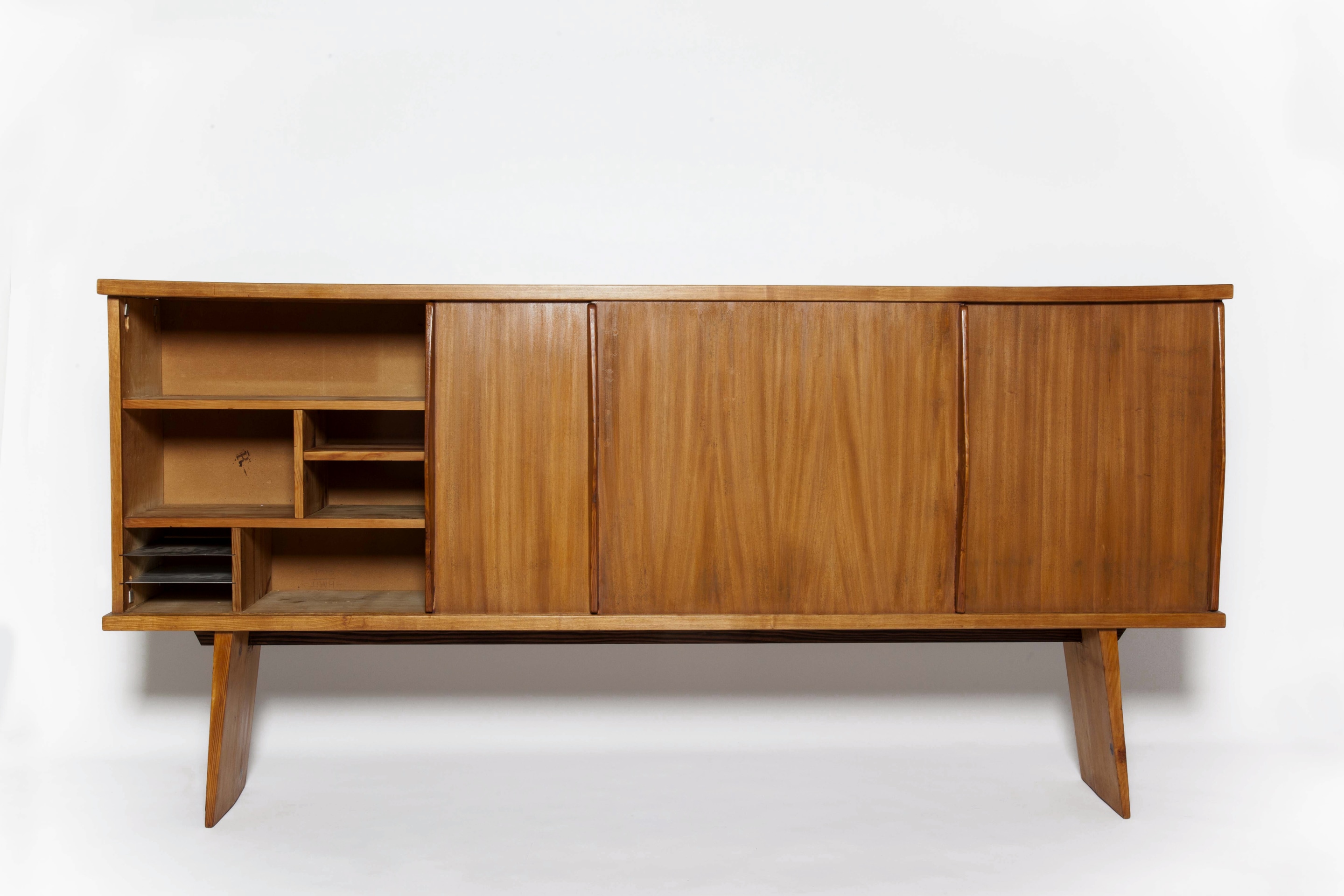 Charlotte Perriand &amp; Pierre Jeanneret's Sideboard, Equipement de la Maison, full straight view with left door open