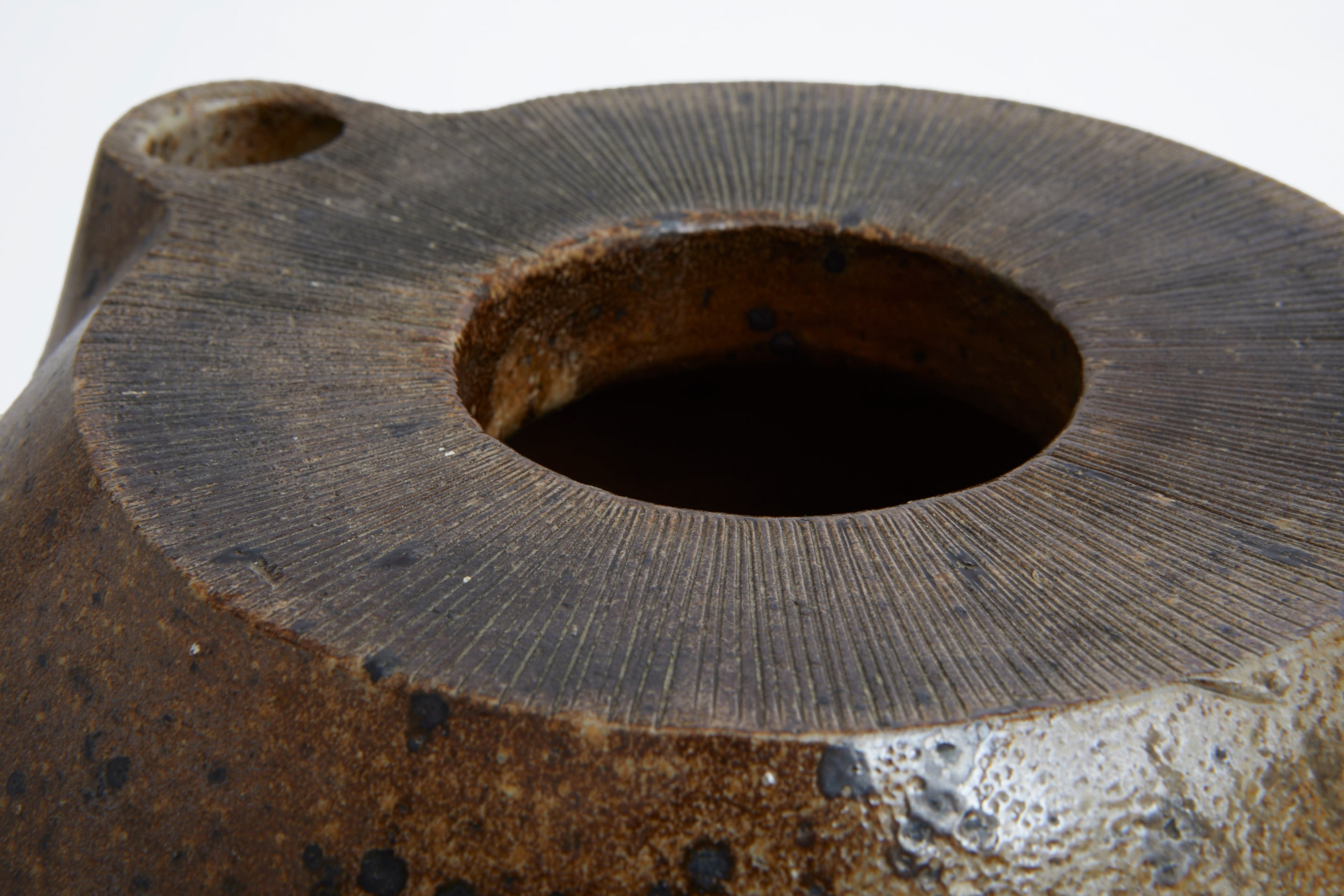 Yves Mohy's ceramic pitcher, detailed view of top