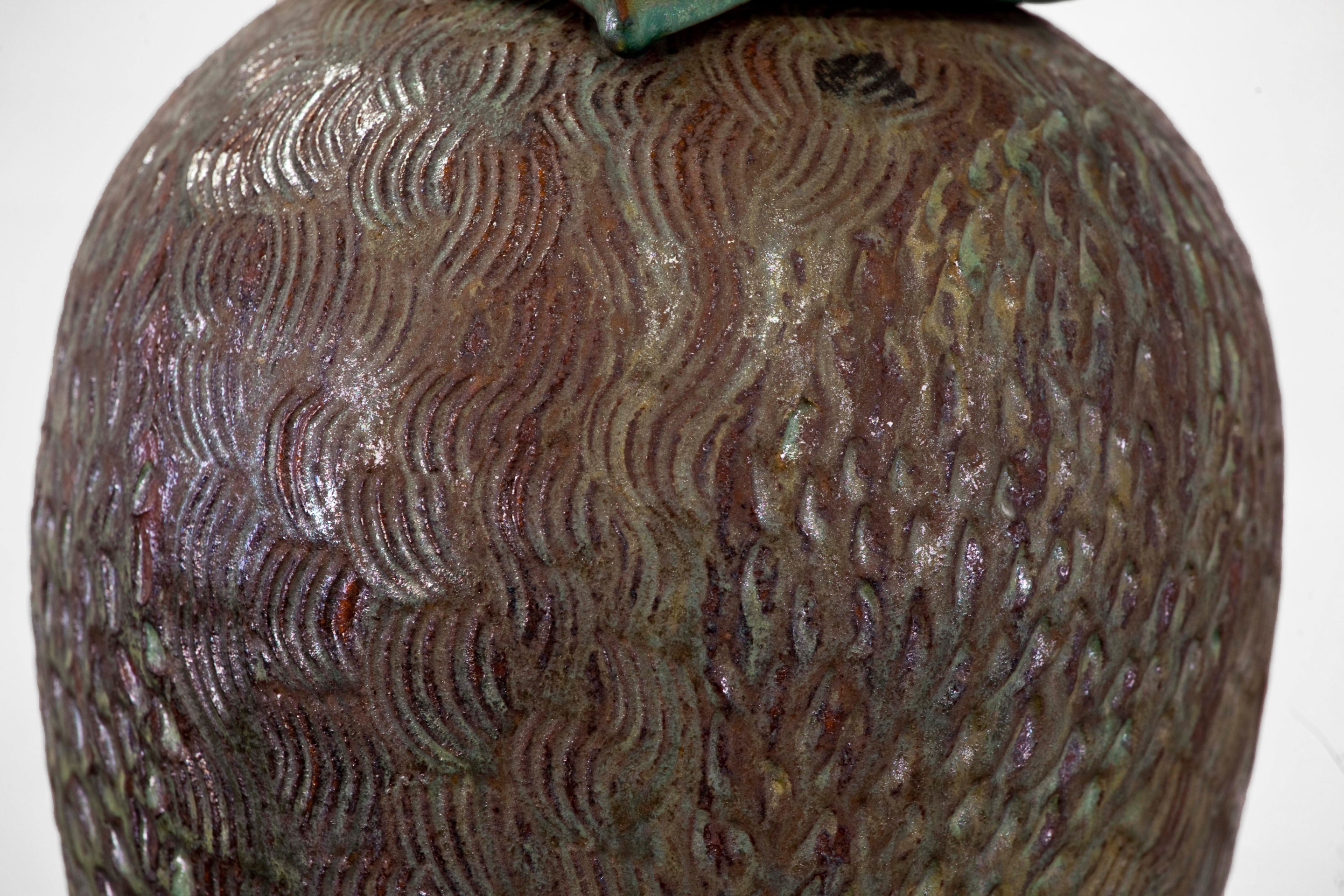 Suzanne Ramie's ceramic owl, detailed front view of body
