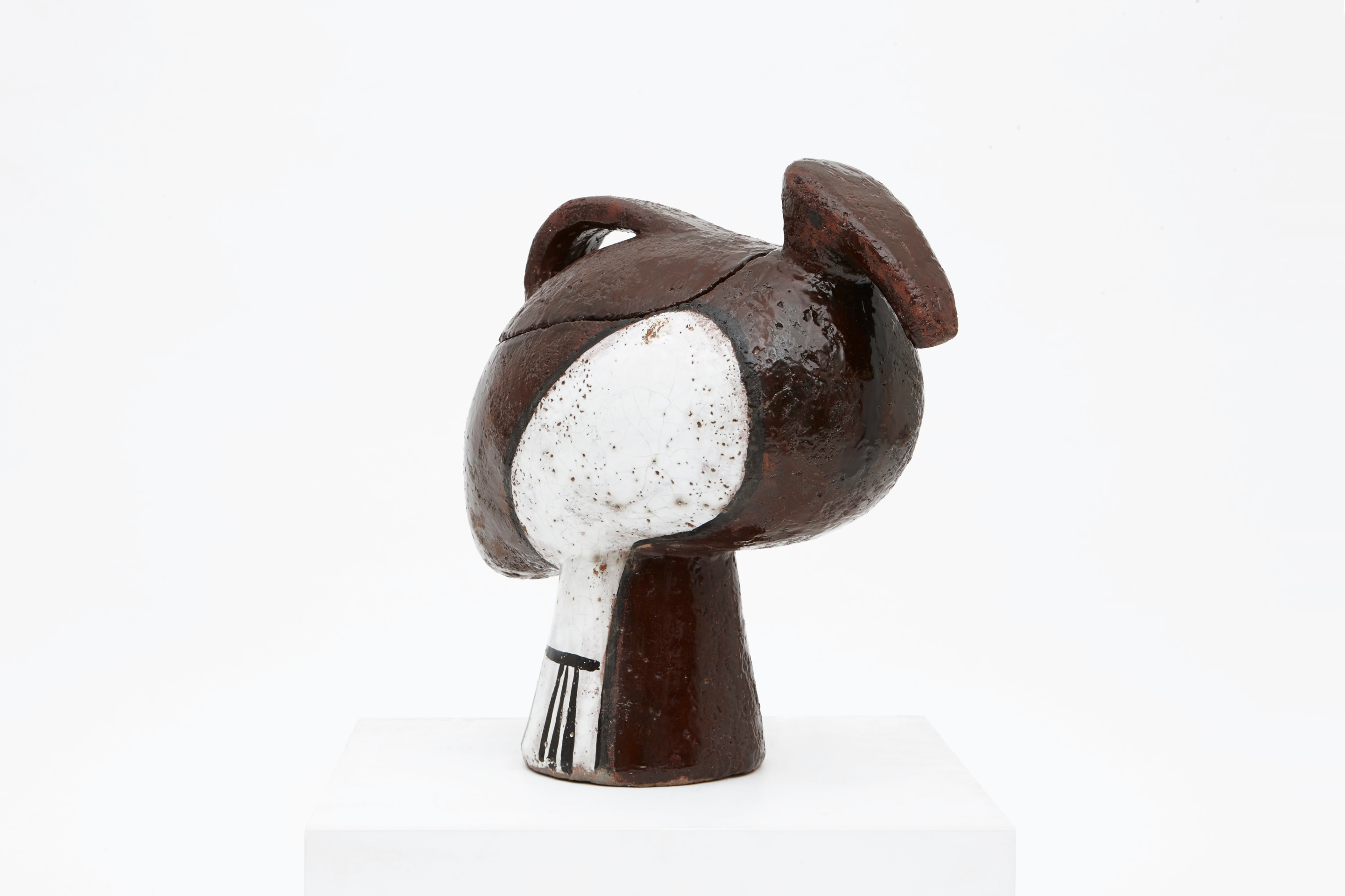 Jean Amado's ceramic pitcher with lid front view