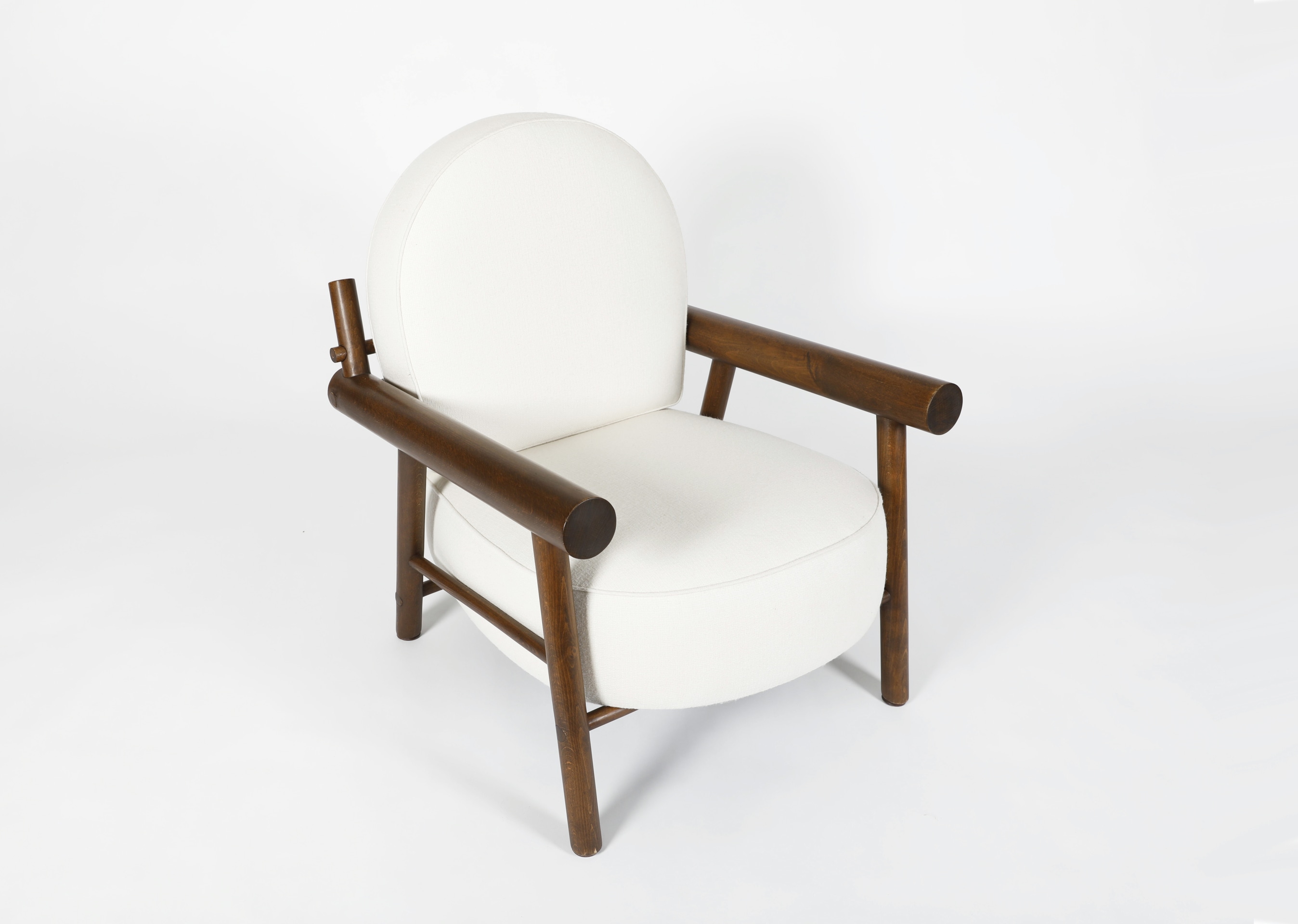 Attributed to Charlotte Perriand, pair of armchairs, single chair diagonal view from above