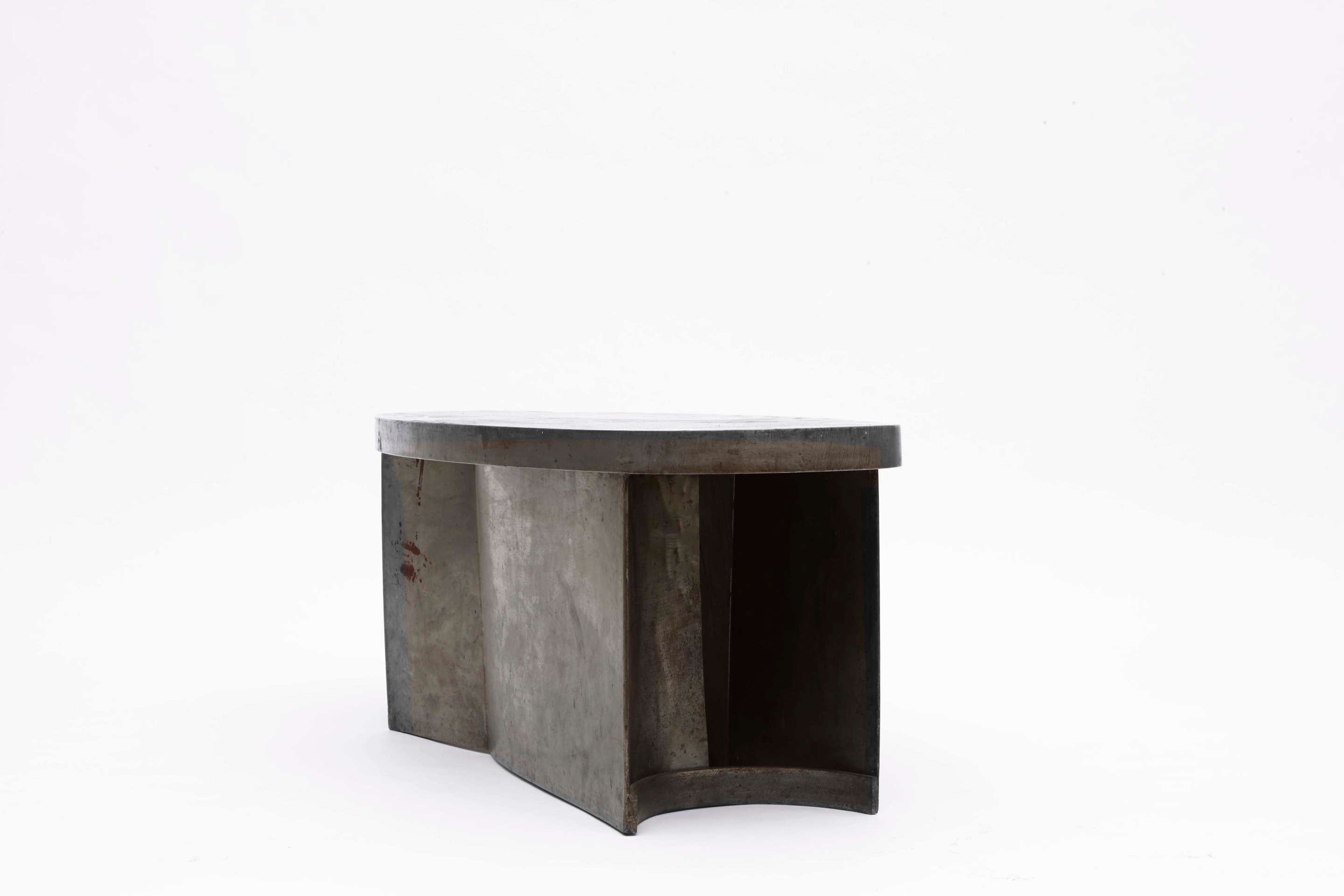 French 1970's brutalist coffee table side view