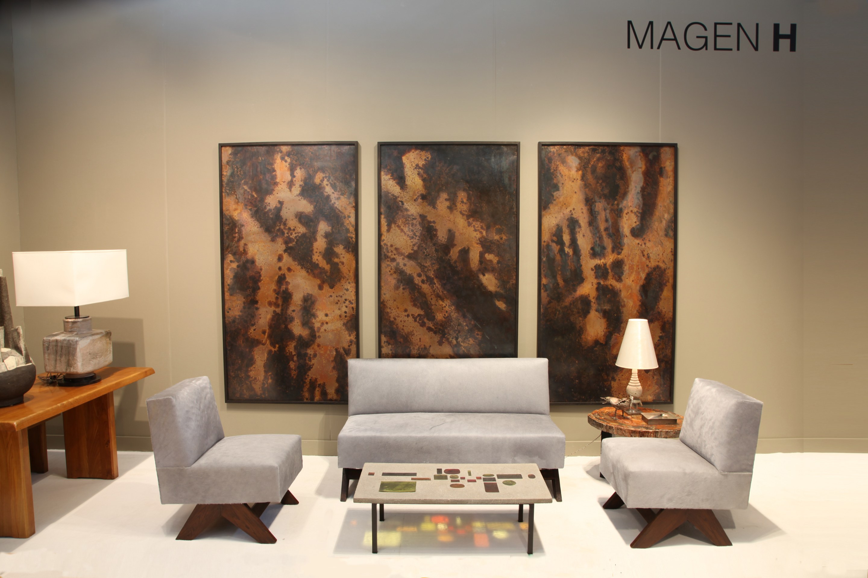 Pierre Sabatier's &quot;Stellaire&quot; wall sculpture, Pierre Jeanneret's &quot;Lounge&quot; suite, Jacques Avoinet's coffee table