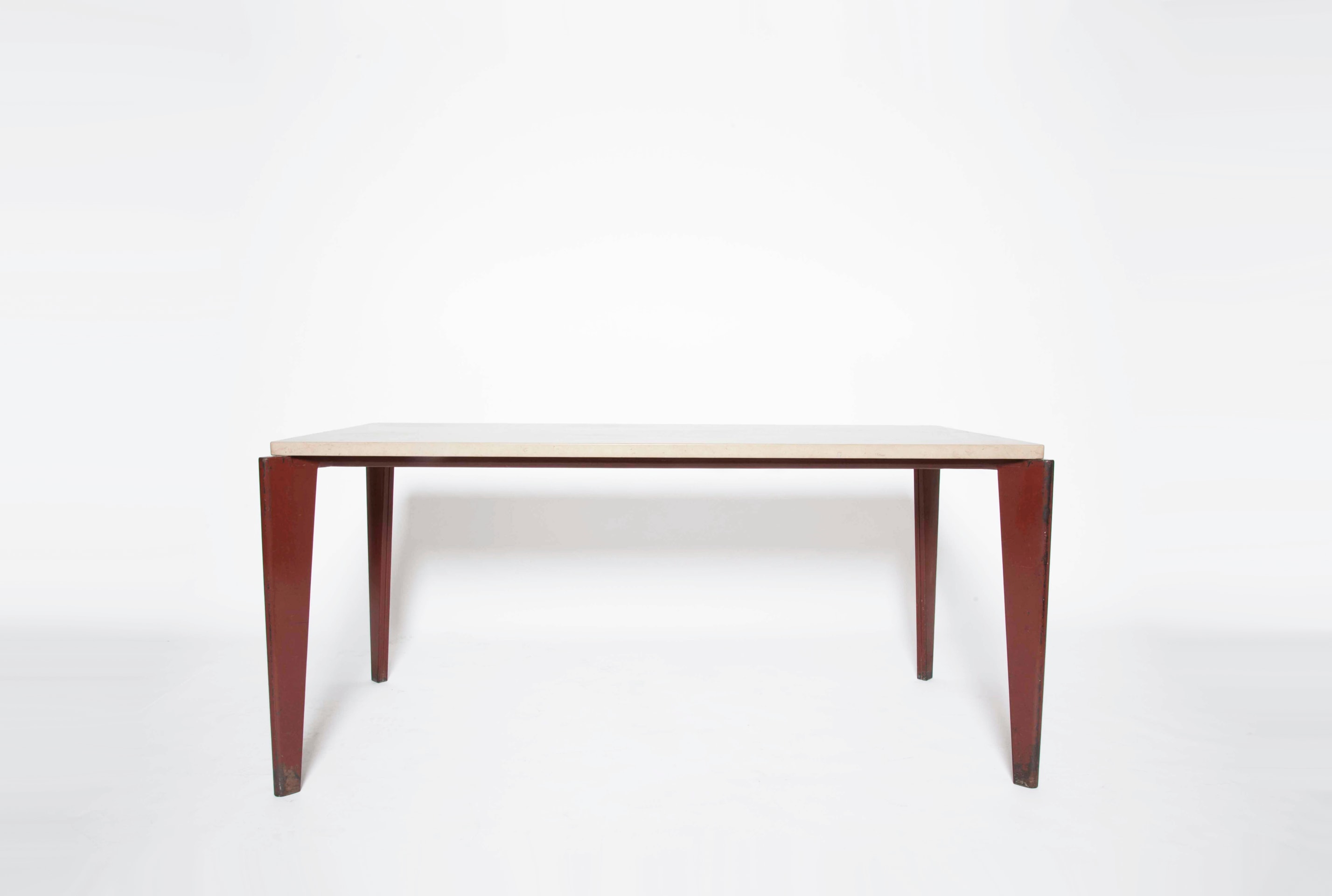 Jean Prouv&eacute;'s dining table, Flavigny Model, full straight view
