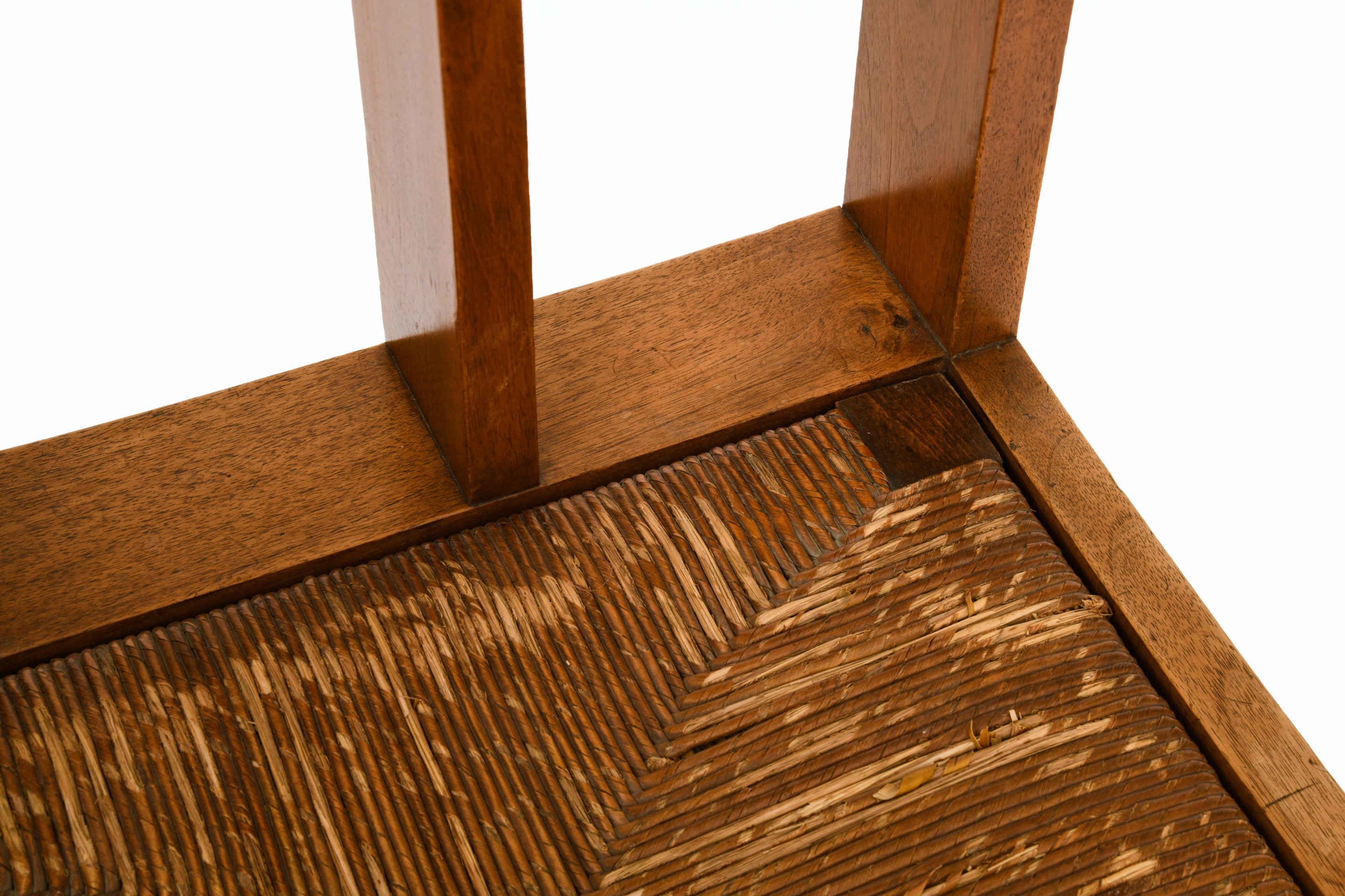 Attributed to Francis Jourdain's pair of chairs, detailed view of seat