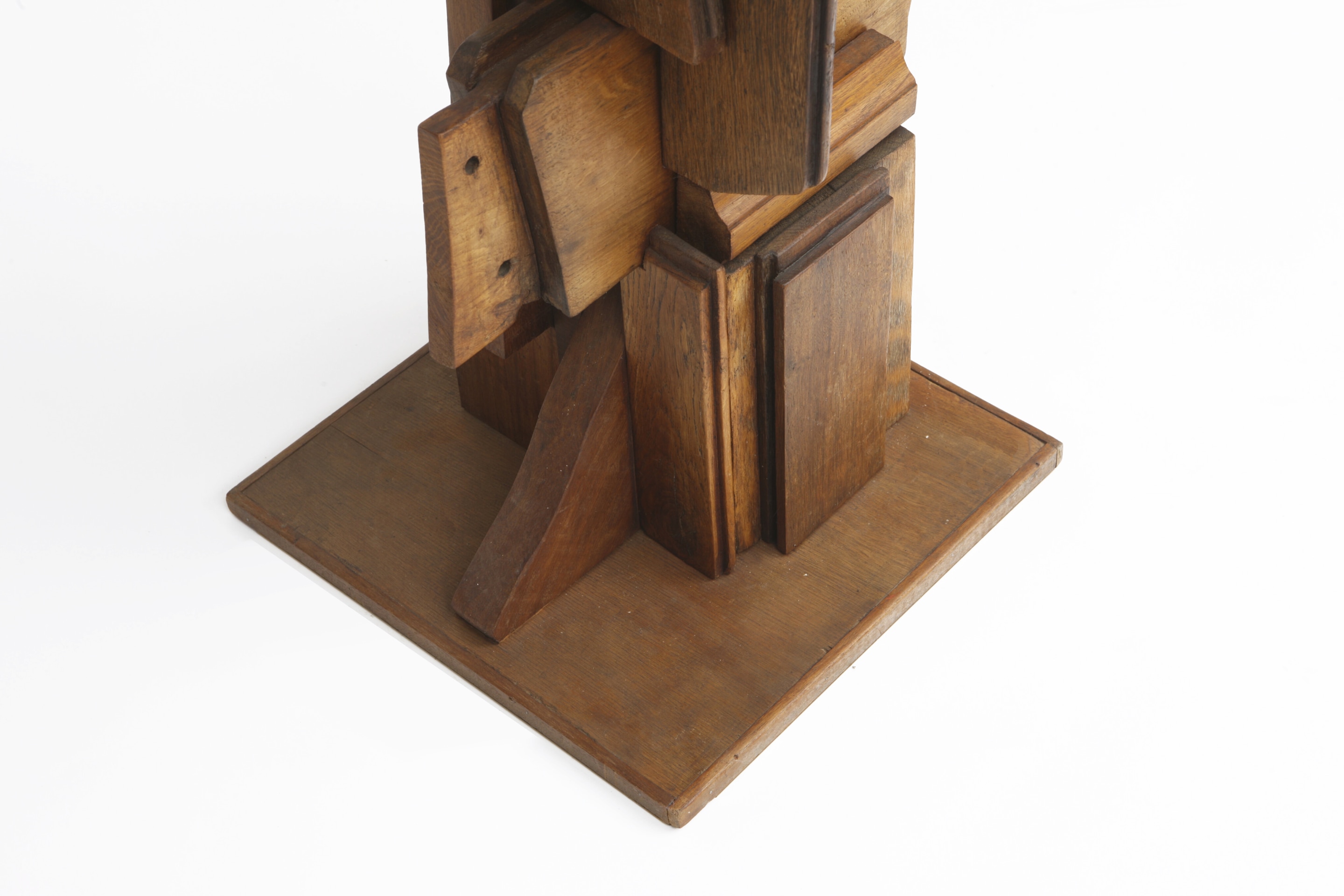 Ricardo Santamaria large wooden sculpture, detailed view of base