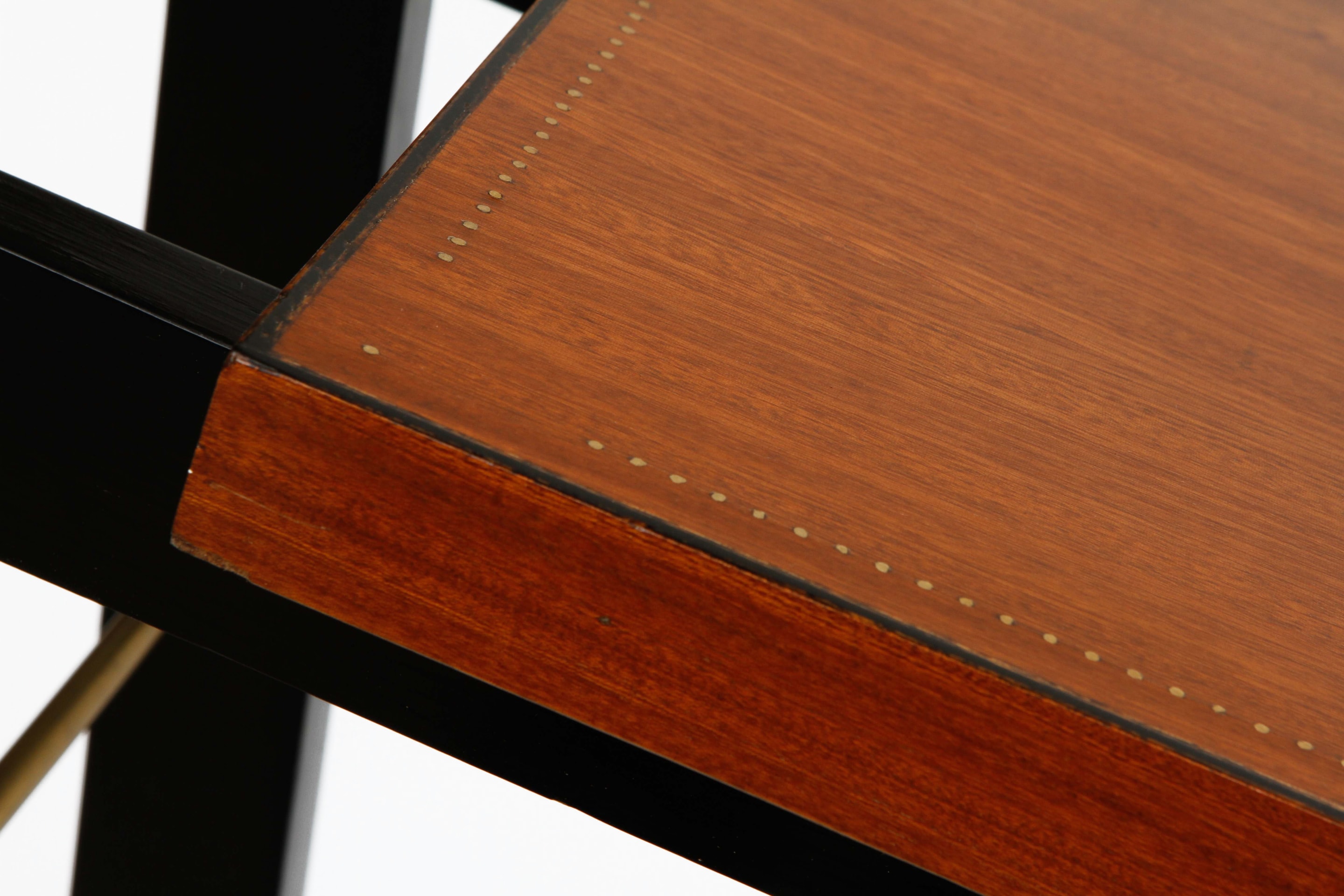 Attributed to Andre Sornay's Console, detailed view of frame and wooden shelf