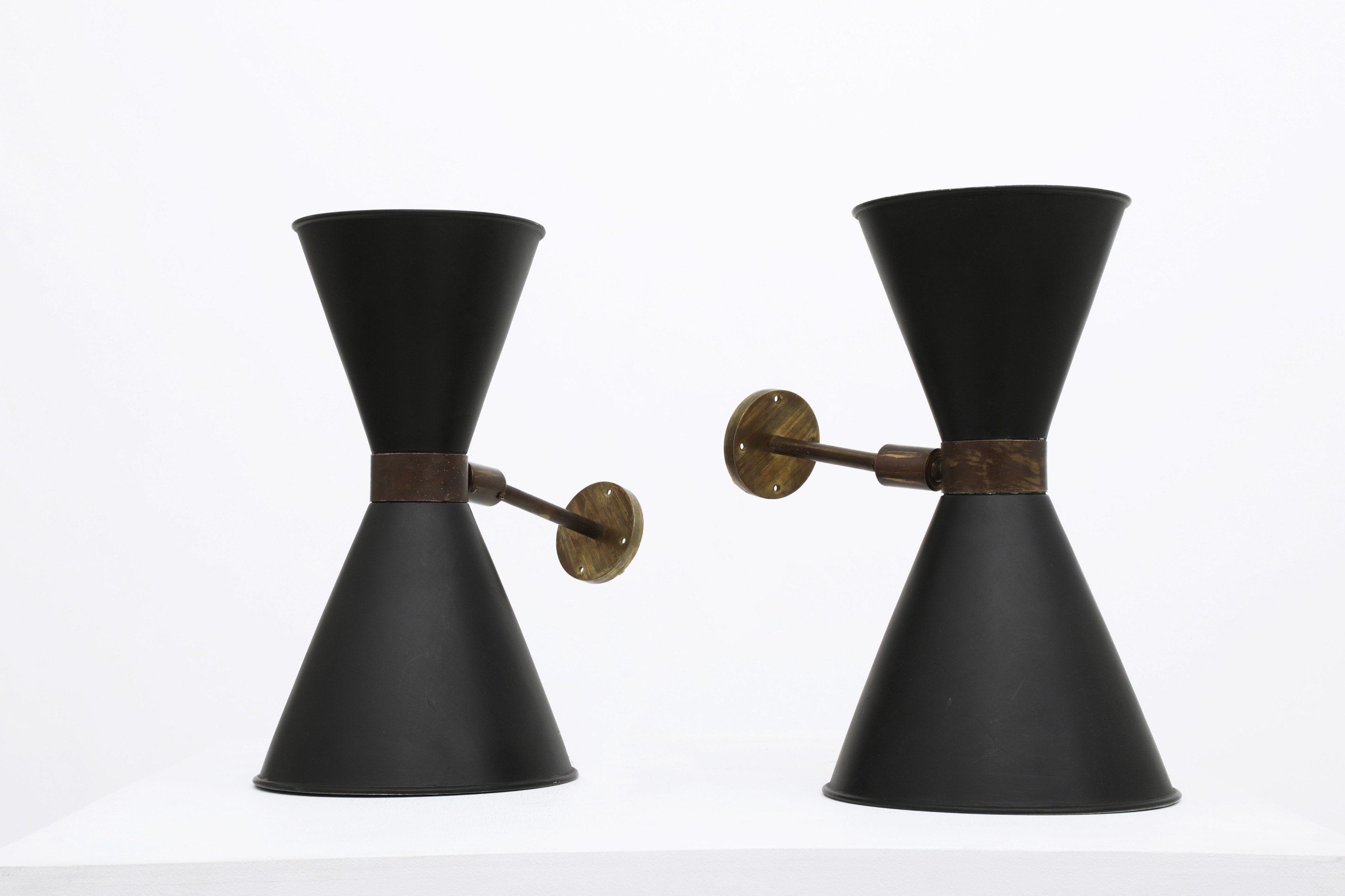 French 1950's pair of wall sconces full view of both