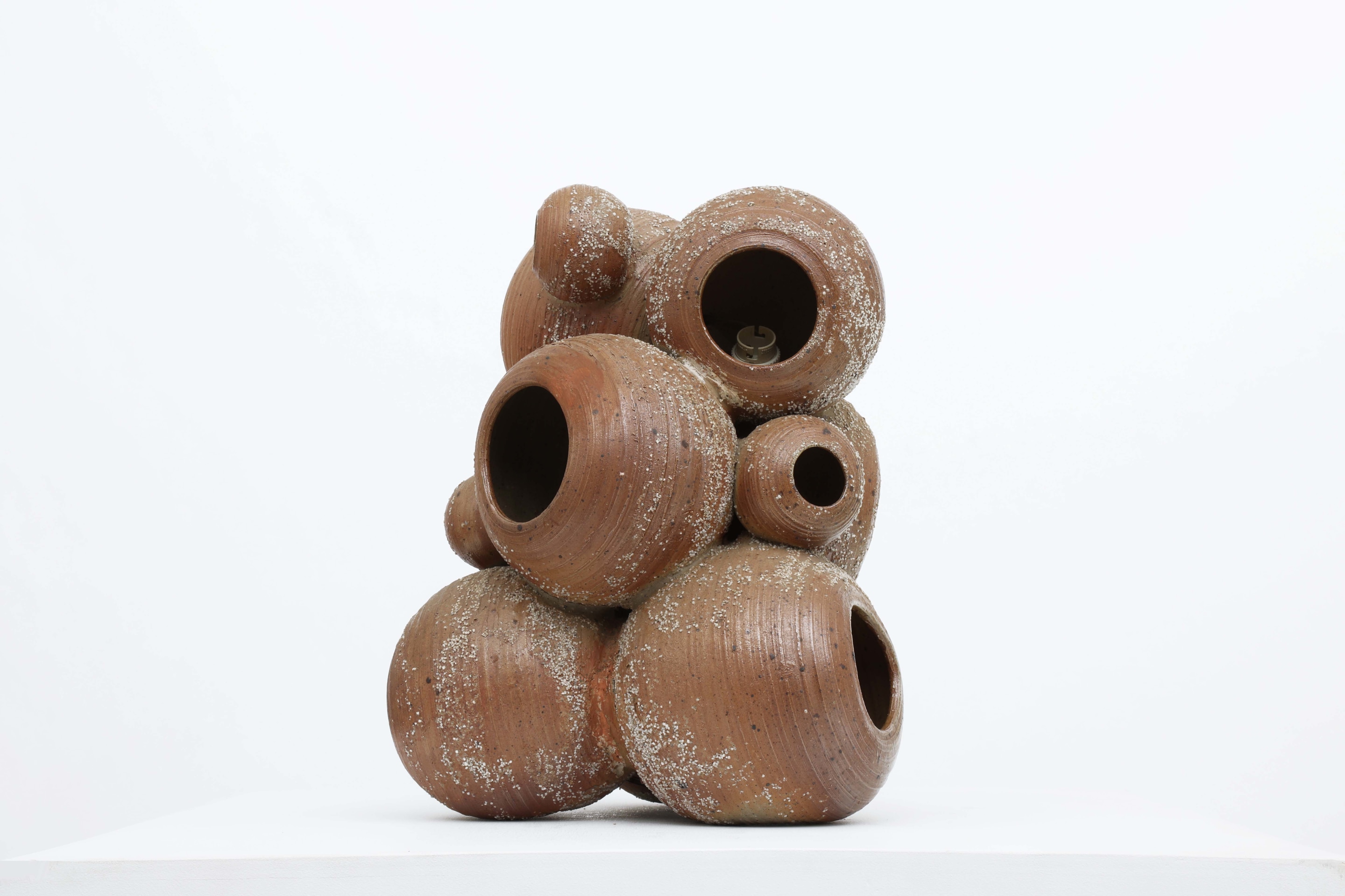 French 1960/70's ceramic table lamp side view one