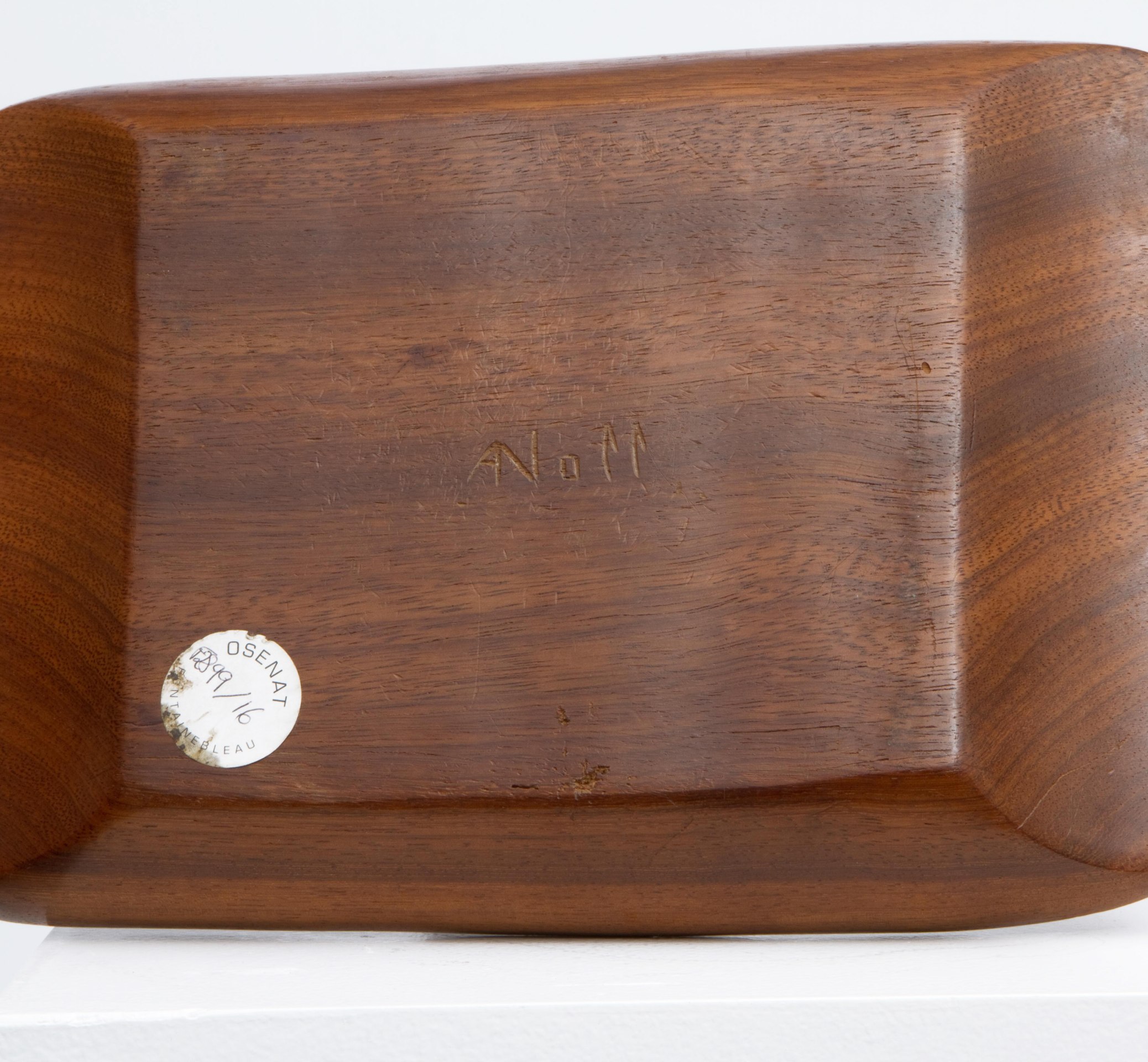 Alexandre Noll's mahogany bowl, view of signature underneath