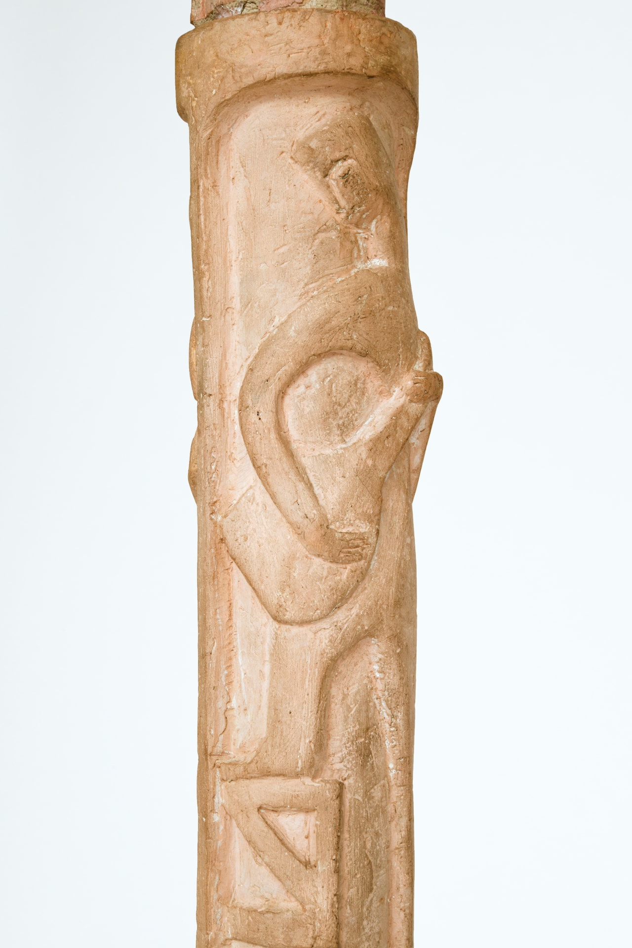 Pierre Blanc's ceramic floor lamp, detailed view of ceramic