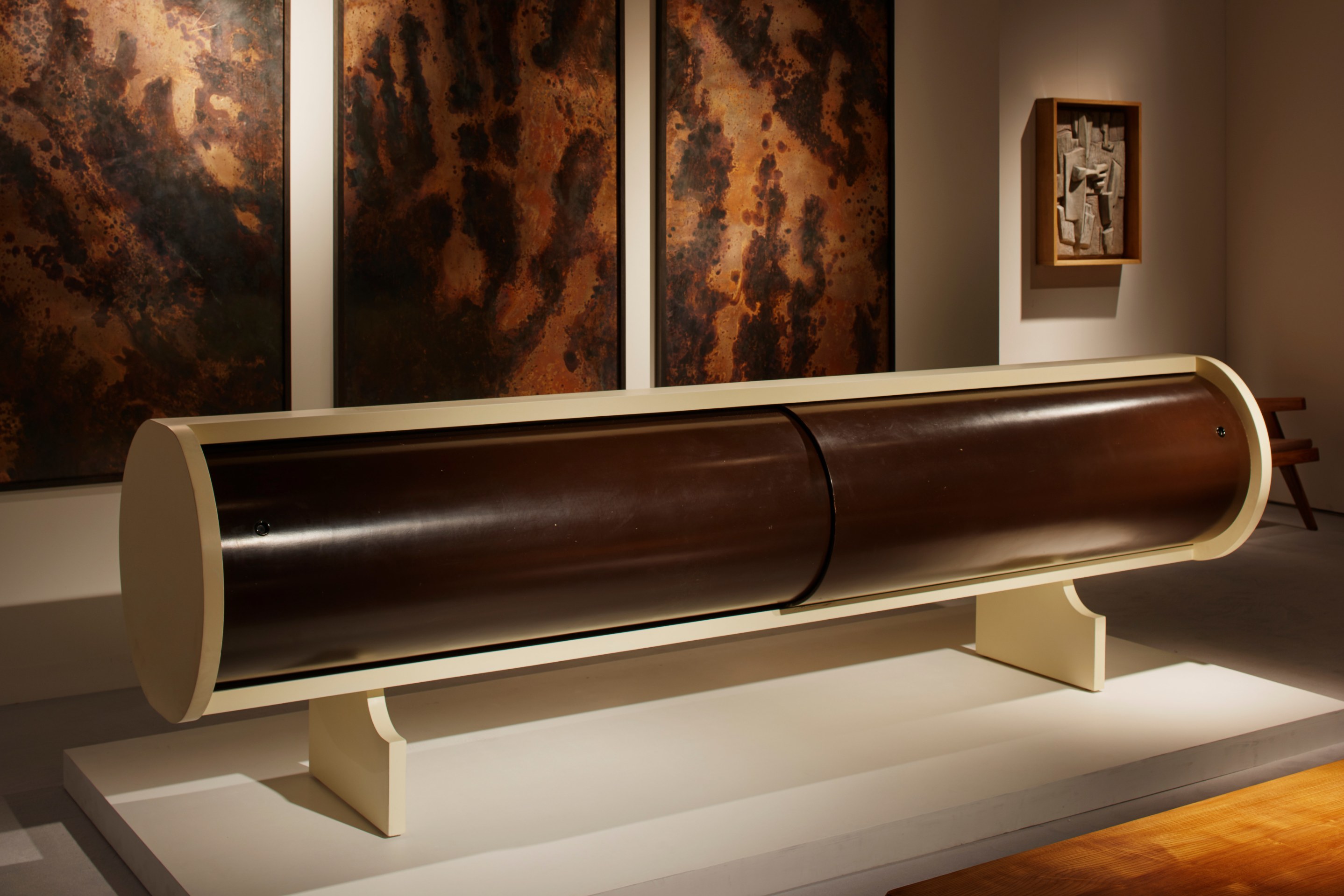 Pierre Sabatier's &quot;Stellaire&quot; wall sculpture, Jean Louis Chaneac's tubular sideboard