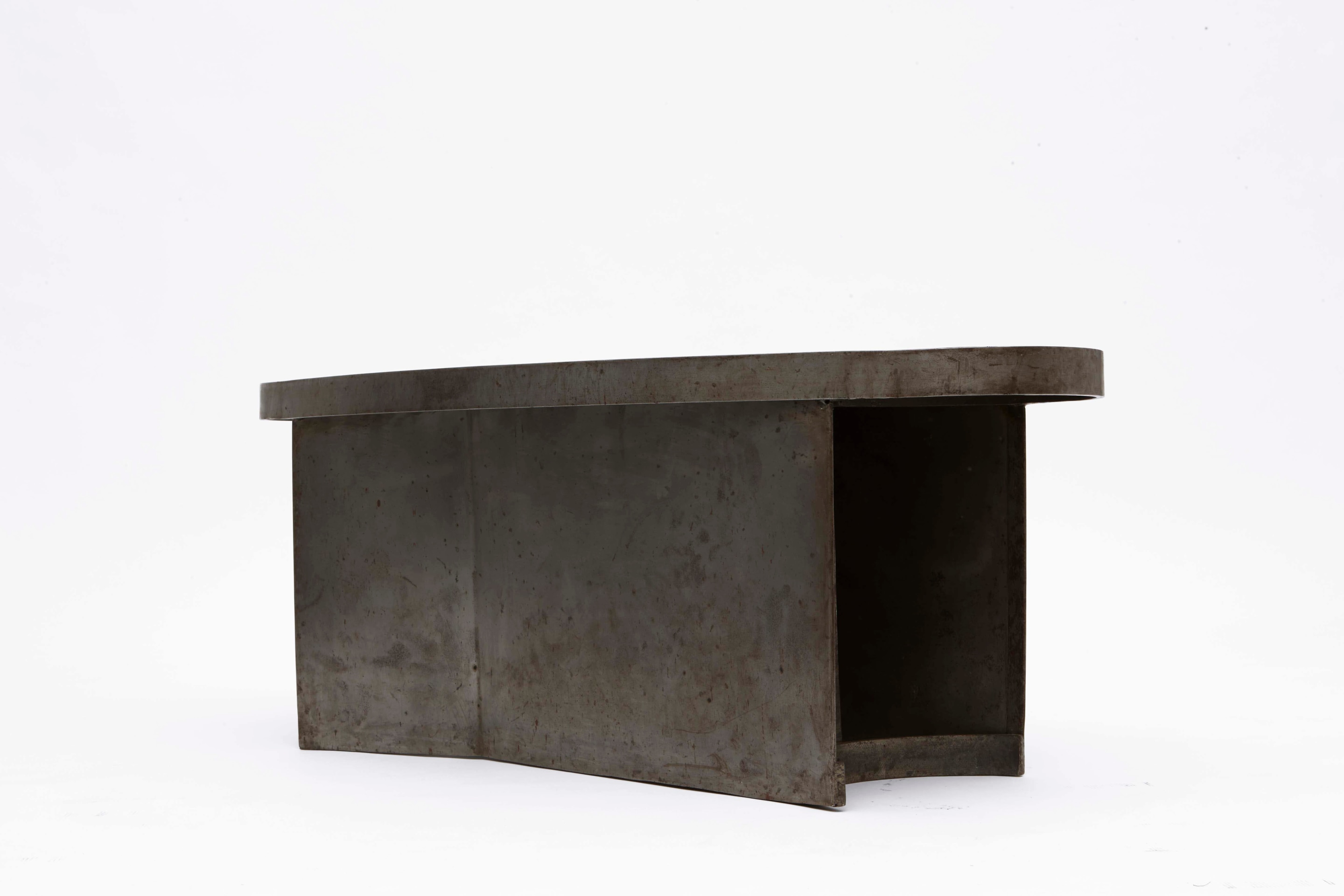 French 1970's brutalist coffee table side view