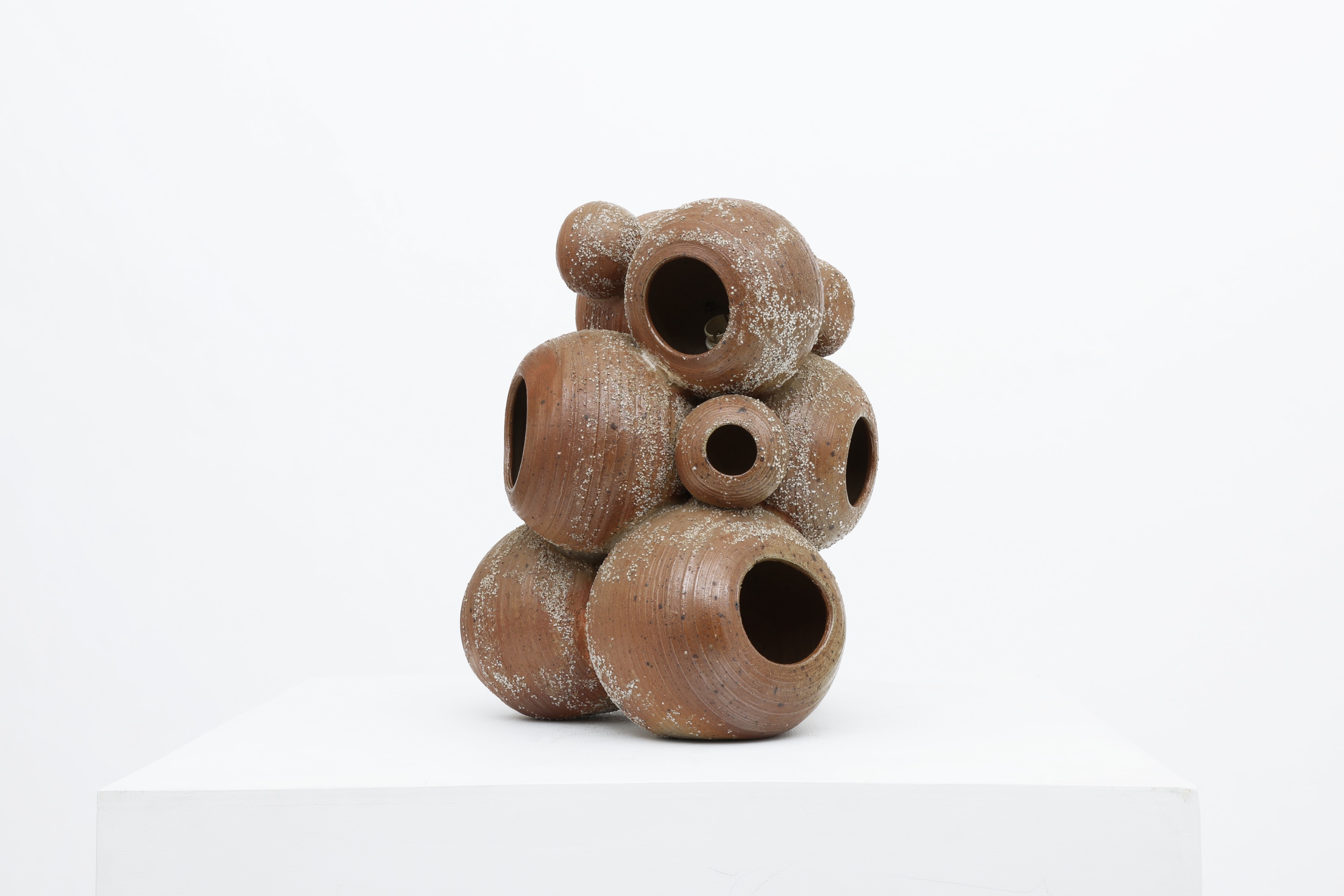 French 1960/70's ceramic table lamp straight front view