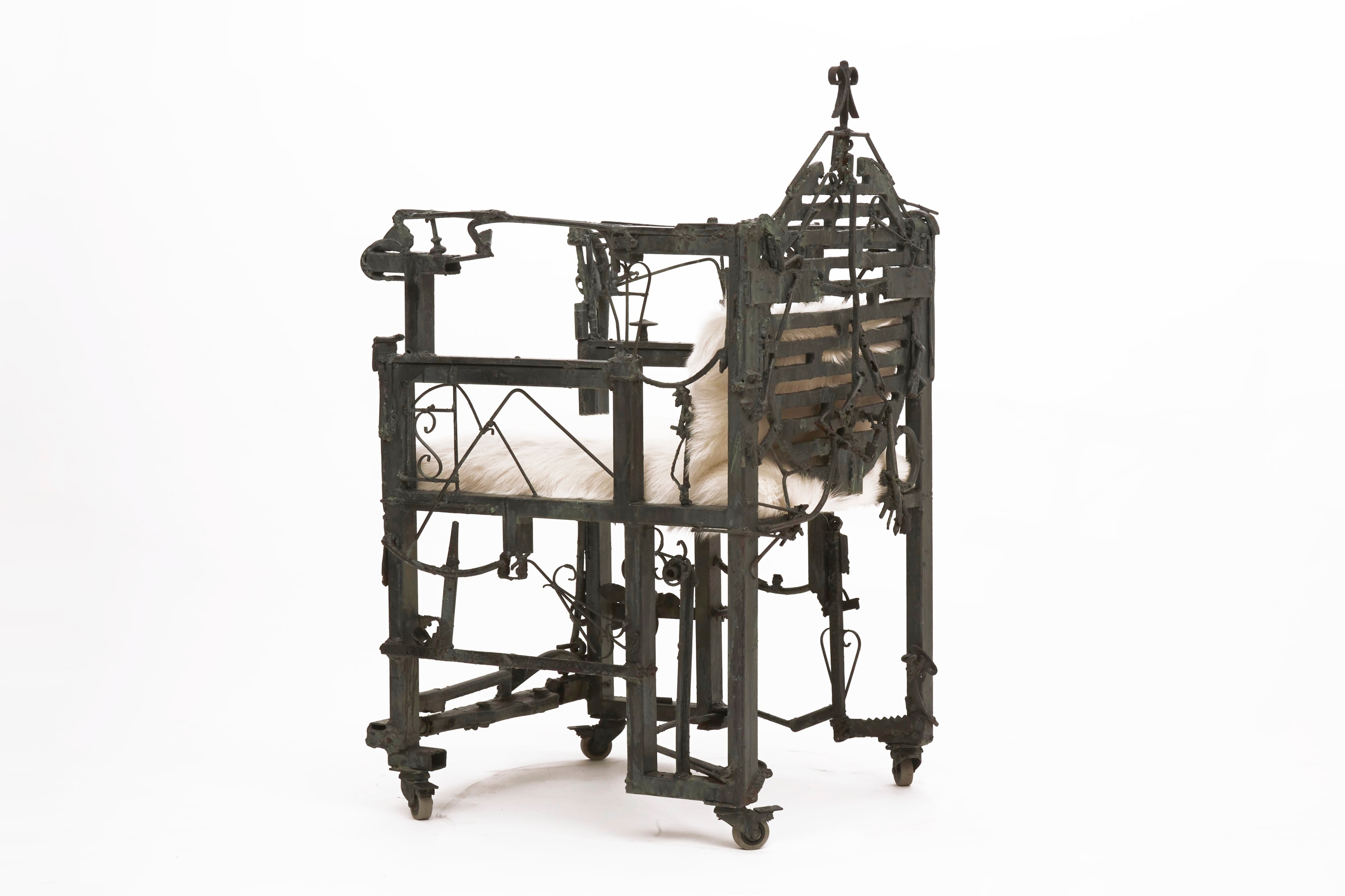 Sylvain Contini's sculptural armchair diagonal back view