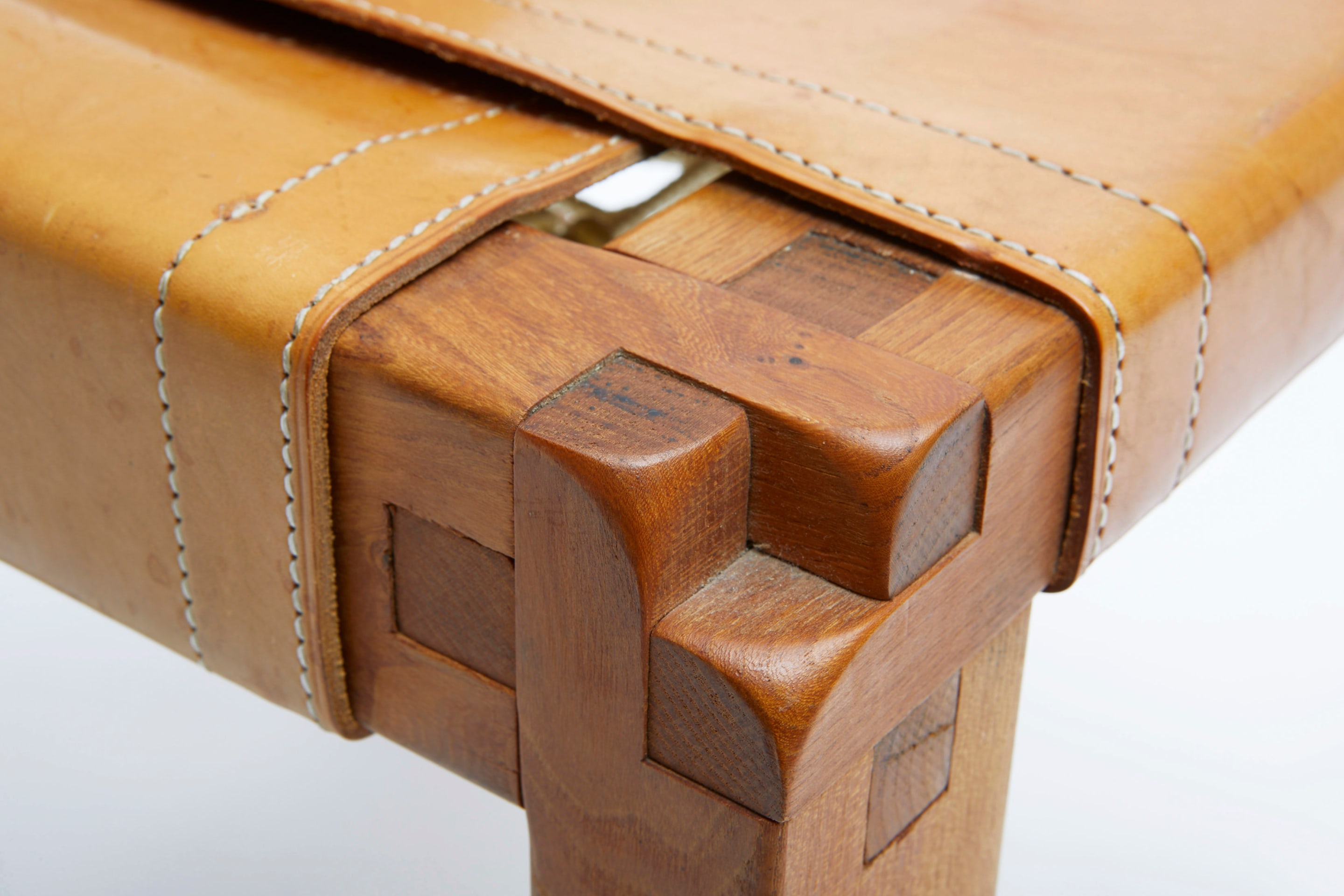 Pierre Chapo set of six &quot;S11B&quot; chairs detailed view of leg joinery