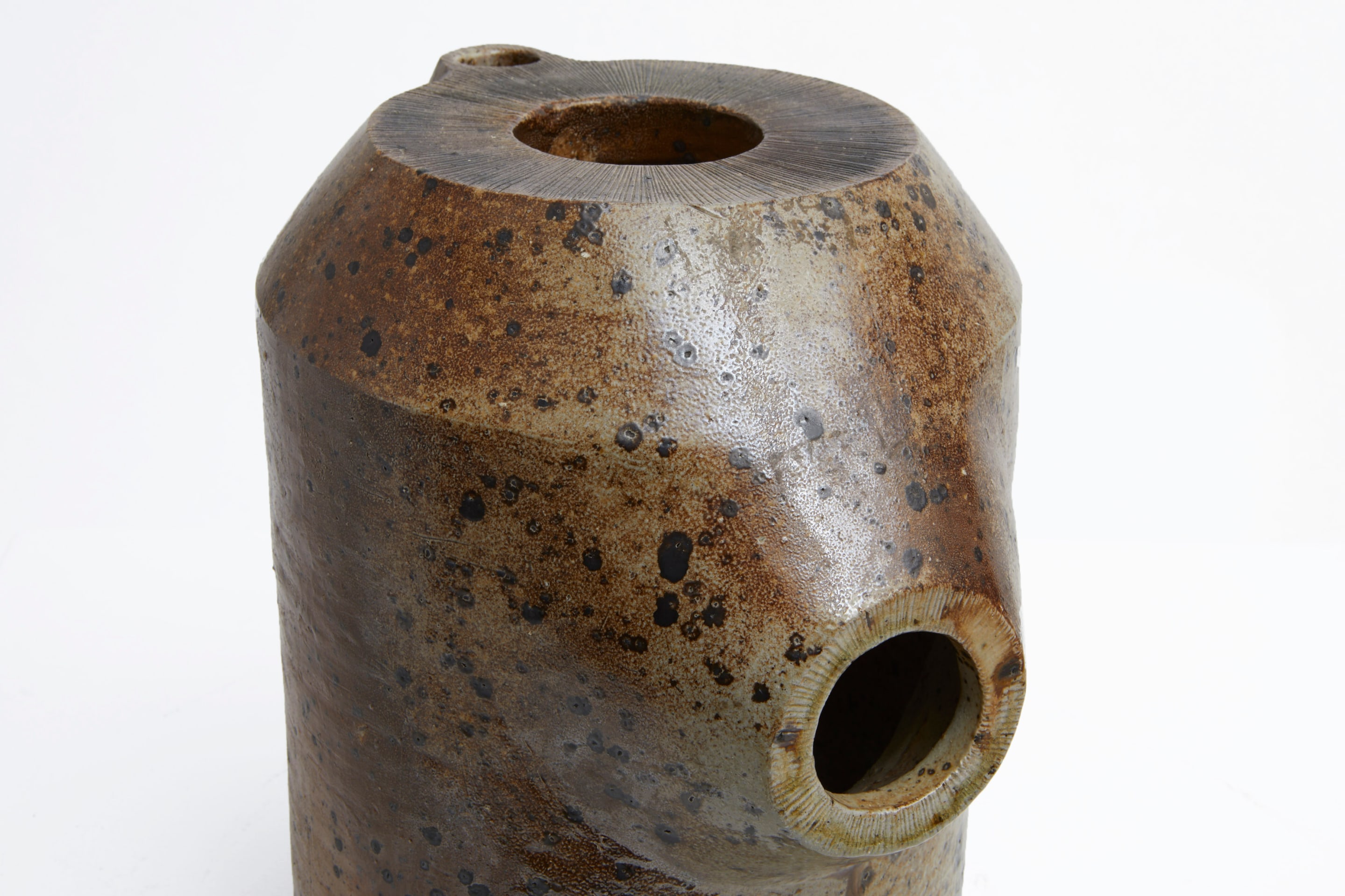 Yves Mohy's ceramic pitcher, close up view of top