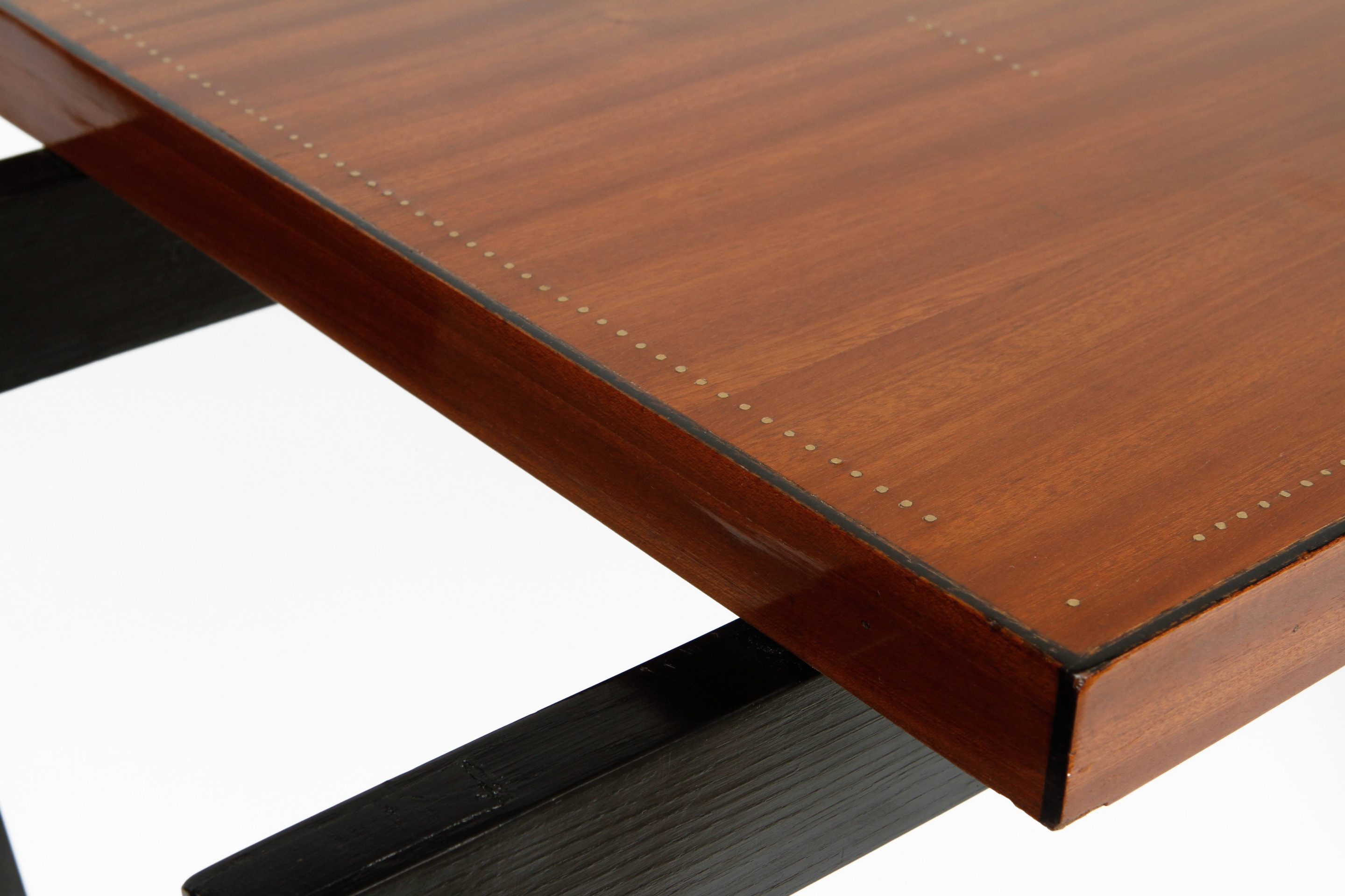 Attributed to Andre Sornay's Console, detailed view of frame and wooden shelf