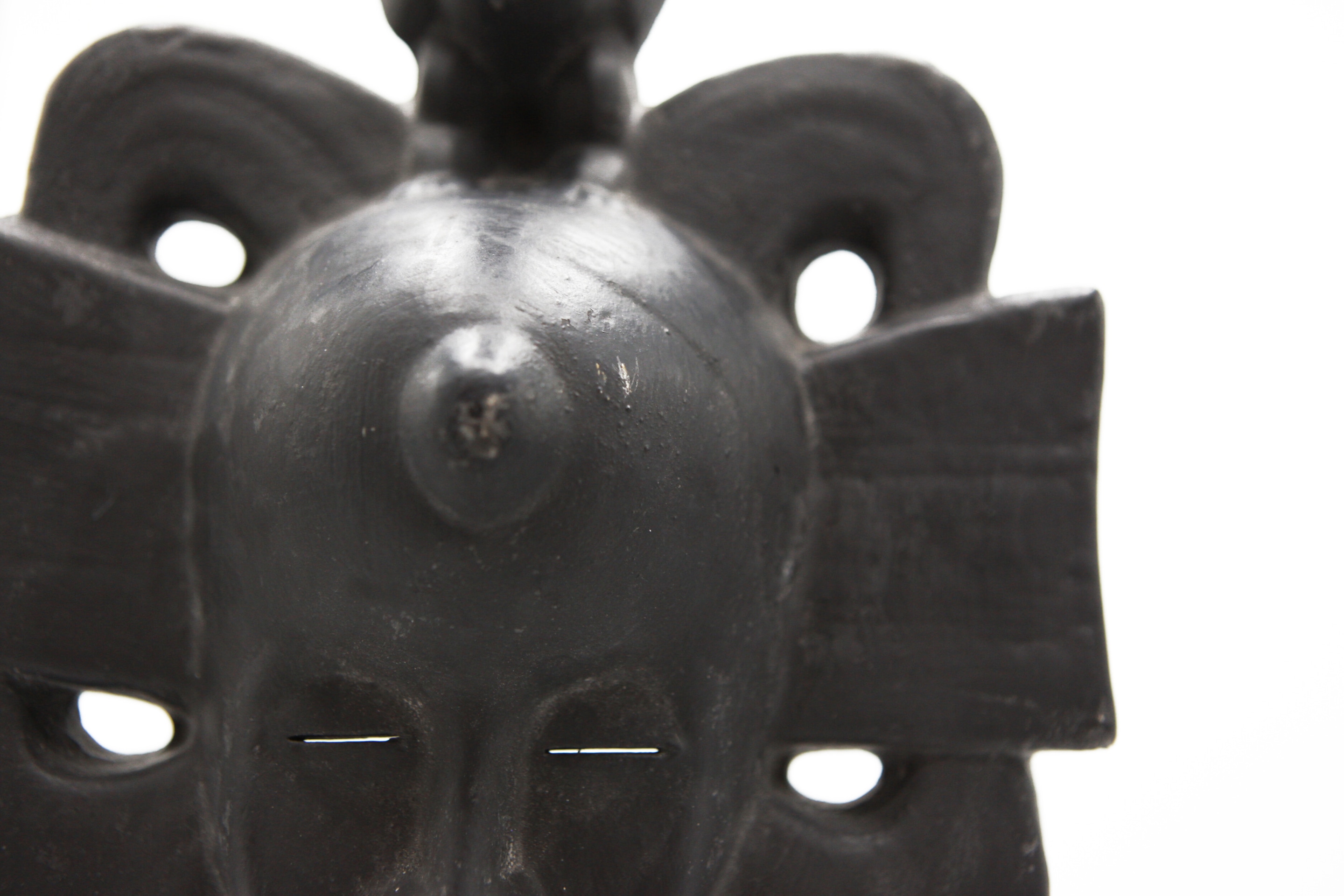 Roger Capron's ceramic mask detail view of top of the mask