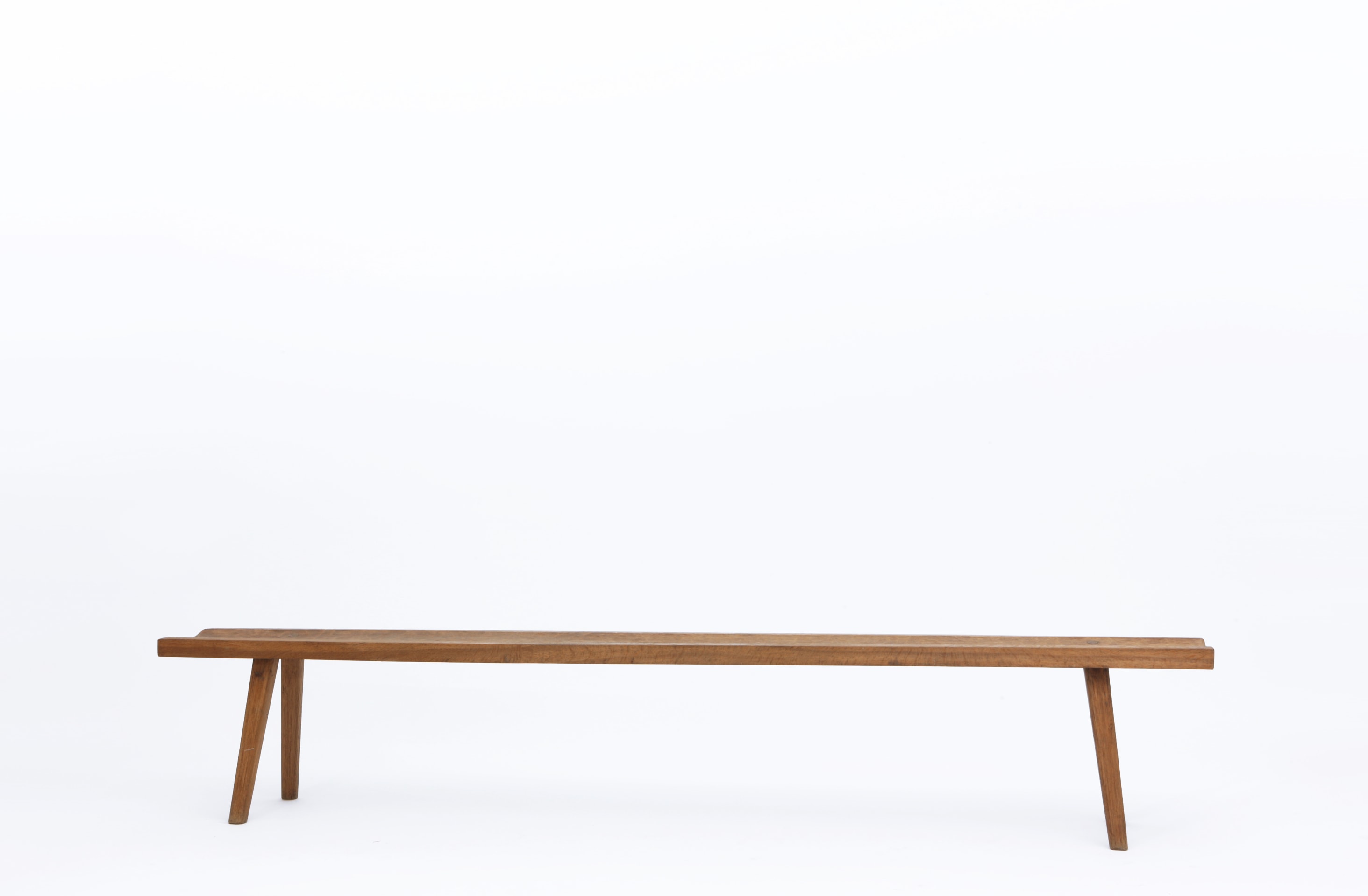 Marolles' wooden bench full view eye-level