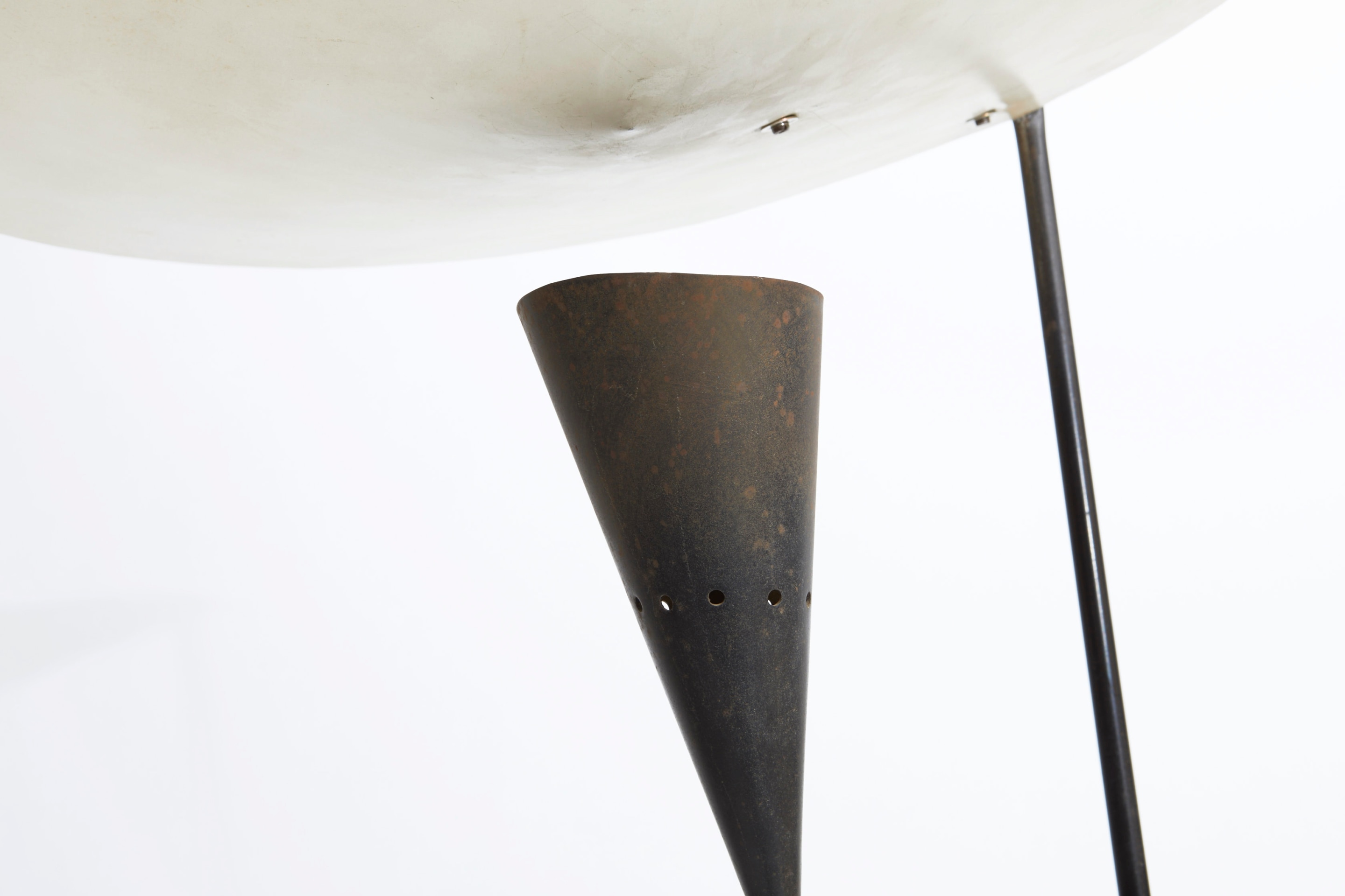 Michel Buffet's floor lamp detail of shade and bulb placement