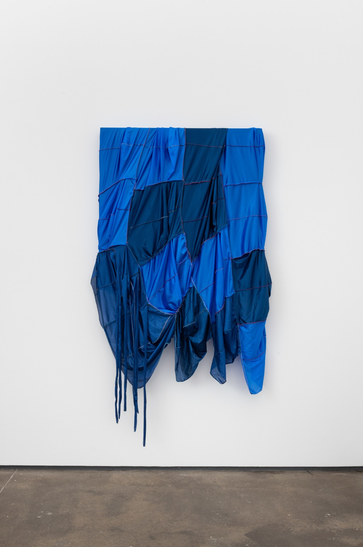 Anthony Akinbola Camouflage Study &quot;Blue&quot; , 2022 signed by artist on label, verso durags, acrylic on wood panel panel: 36 x 36 inches (91.4 x 91.4 cm) overall: 67 1/4 x 36 inches (170.8 x 91.4 cm) (AAk-16)