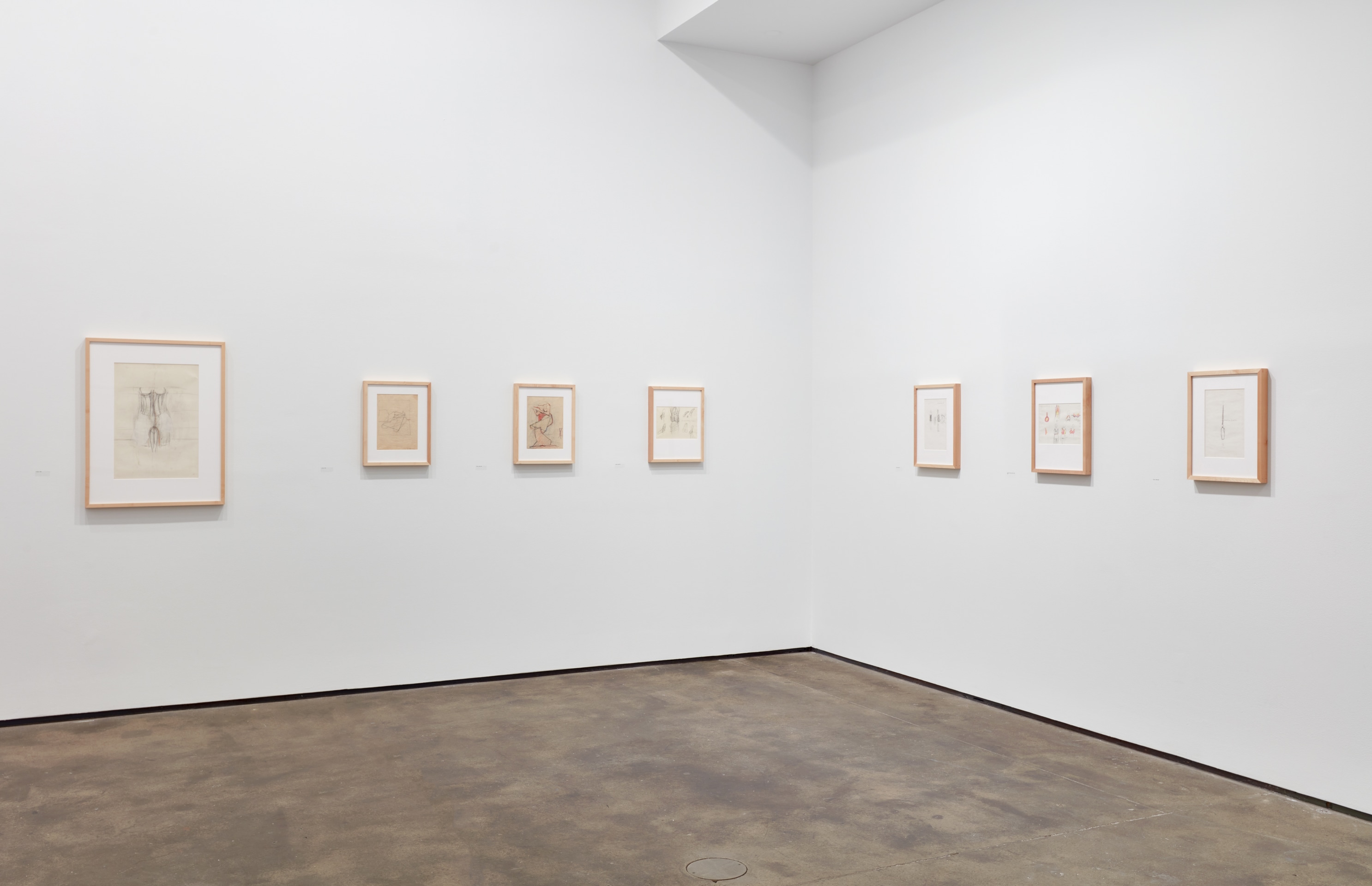 Installation view of Rebecca Horn: Labyrinth of the Soul: Drawings 1965-2015 at Sean Kelly, New York, January 7 - February 18, 2023, Photography: Jason Wyche, New York, Courtesy: Sean Kelly