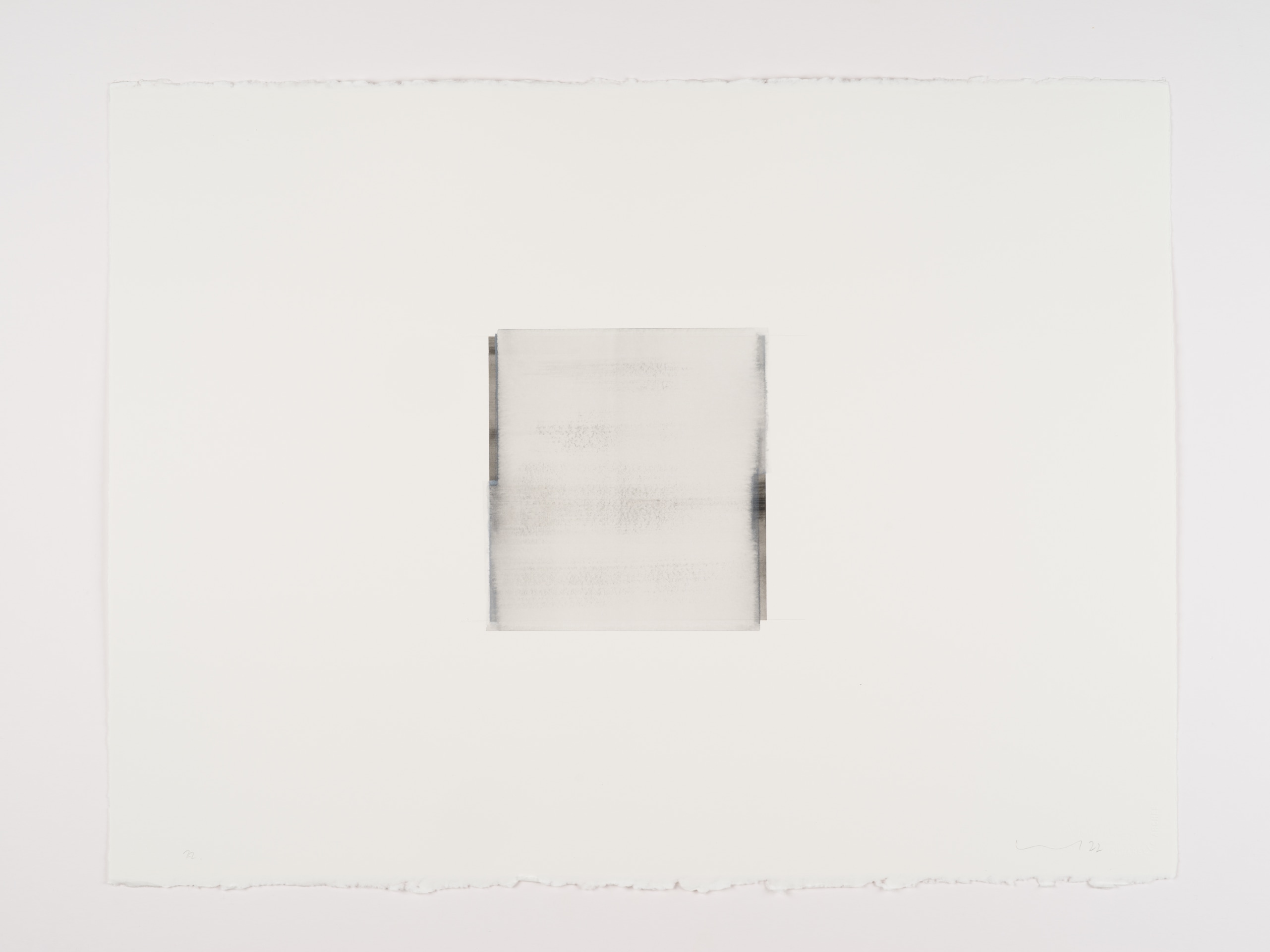 Callum Innes Charcoal Black / Titanium White, 2022 numbered, signed and dated by the artist, recto watercolor on Arches 600gsm HP paper: 22 13/16 x 30 5/16 inches (58 x 77 cm) framed: 25 1/8 x 32 1/8 x 1 3/4 inches (63.8 x 81.6 x 4.4 cm) (CI-22.22.W)