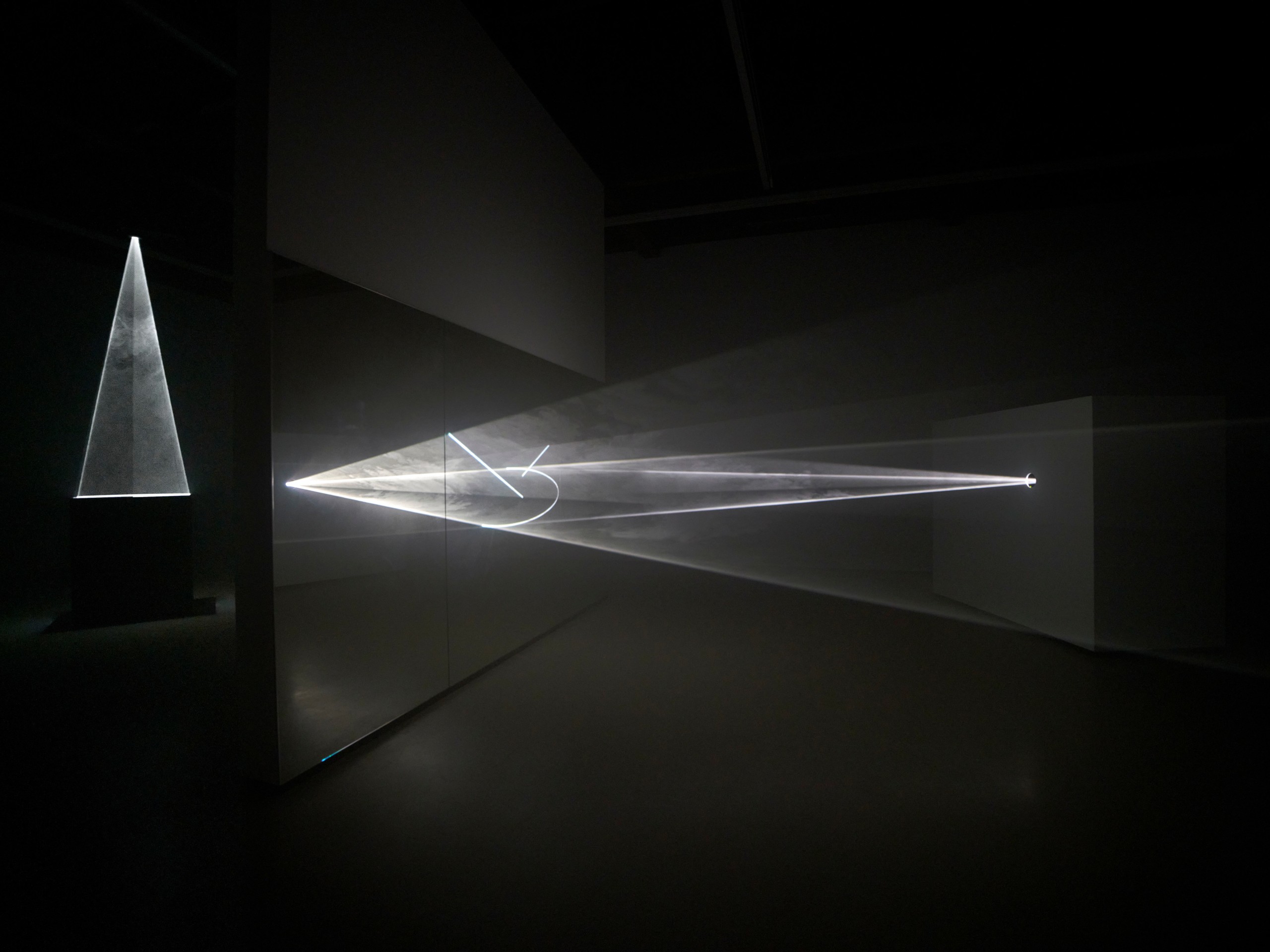 Installation view of Anthony McCall: New Solid Light Works and Early Drawings at Sean Kelly, Los Angeles, July 13&ndash;August 25, 2023, Photo: Brica Wilcox, Courtesy: Sean Kelly