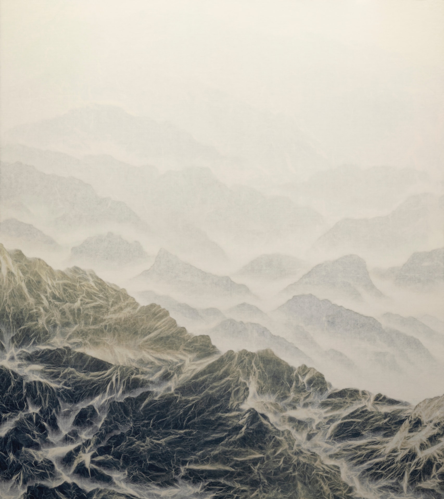 WU CHI-TSUNG, Cyano-Collage 082, 2020, the work is accompanied by a signed certificate of authenticity, cyanotype photography, Xuan paper, acrylic gel, 48 x 42 1/2 inches (122 x 108 cm), WCT-26