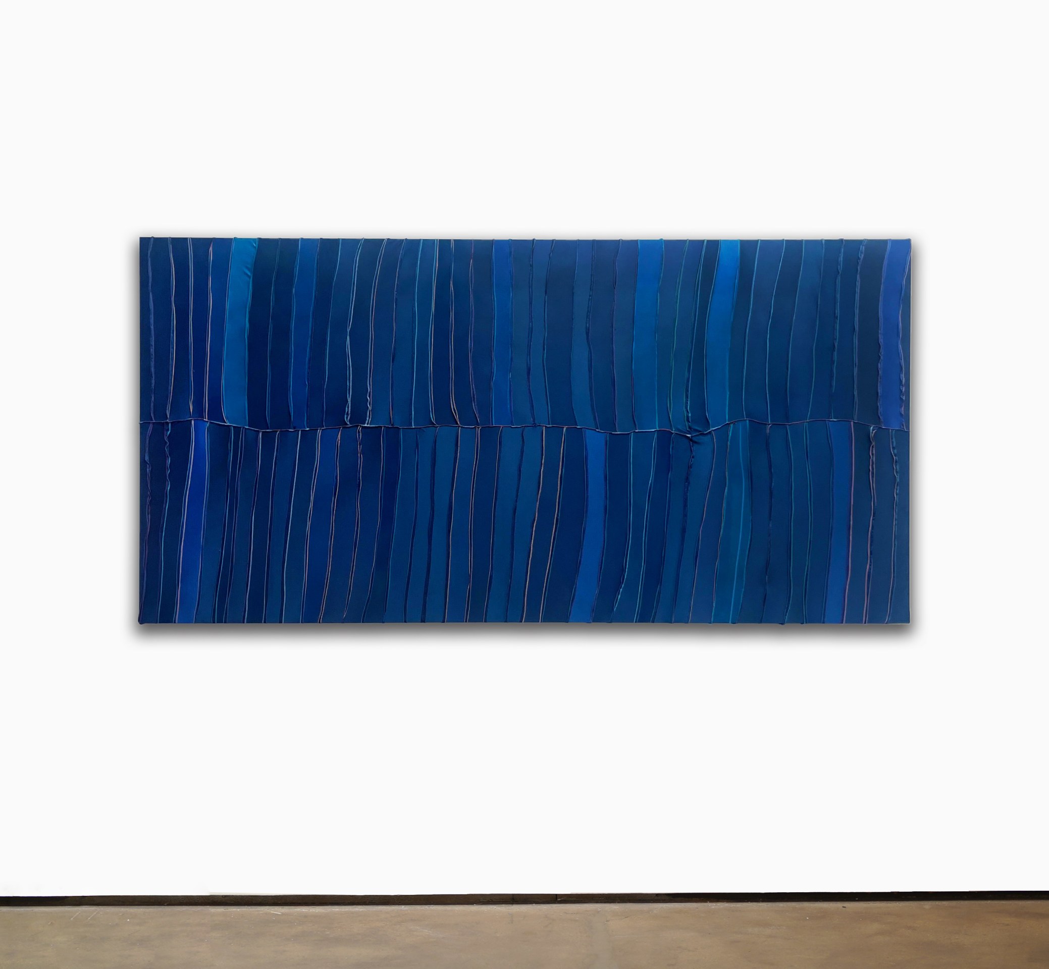 Anthony Akinbola, Moby Dick, 2022 durags on wood panel 48 x 96 inches (121.9 x 243.8 cm)