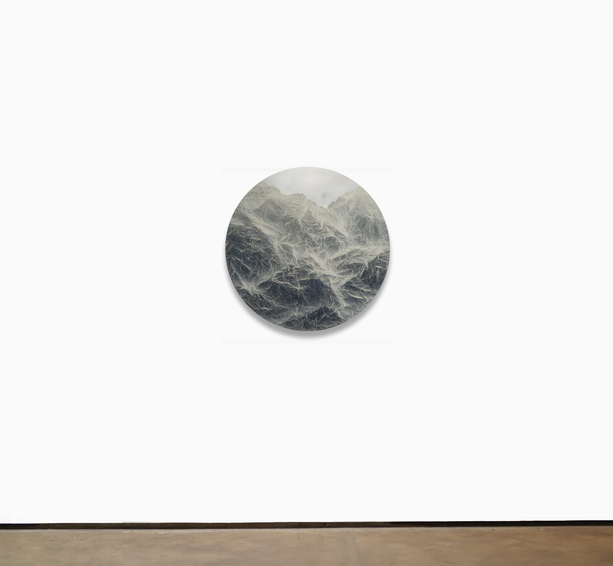 Wu Chi-Tsung Cyano-Collage 149, 2022 signed and dated by the artist, verso cyanotype photography, Xuan paper, acrylic gel, acrylic, mounted on aluminum board 35 7/16 x 35 7/16 inches (90 x 90 cm) round (WCT-62)