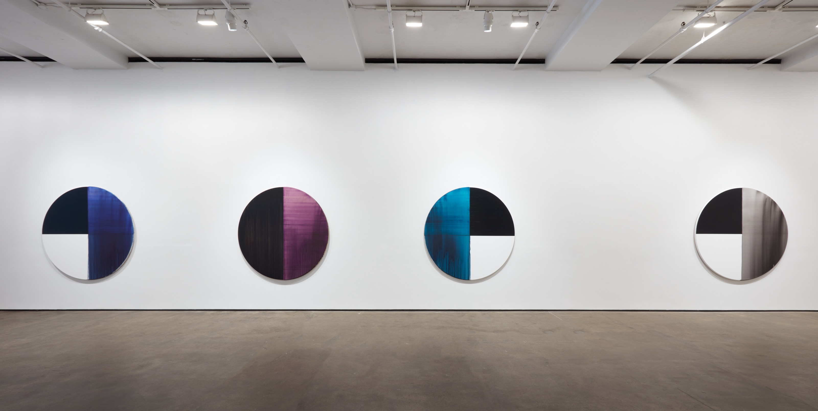 Installation view of Callum Innes: Tondos at Sean Kelly, New York, November 4 - December 17, 2022, Photography: Jason Wyche, Courtesy: Sean Kelly