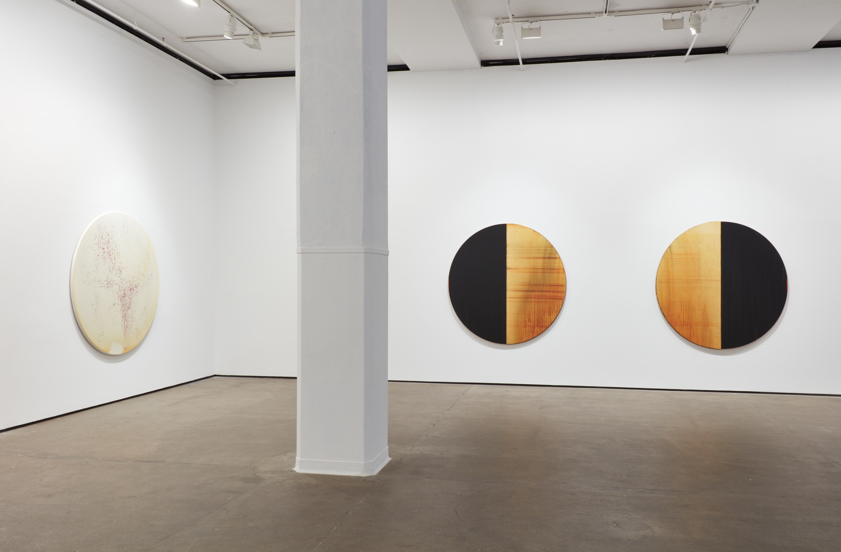 Installation view of Callum Innes: Tondos at Sean Kelly, New York, November 4 - December 17, 2022, Photography: Jason Wyche, Courtesy: Sean Kelly